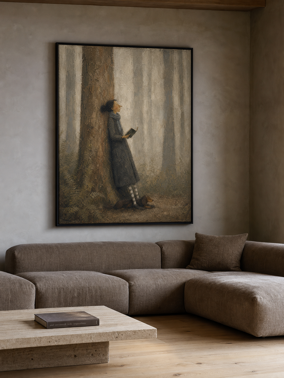 Large Hand Painted Traveler Oil Painting Original Person And Pet Travel Wall Art