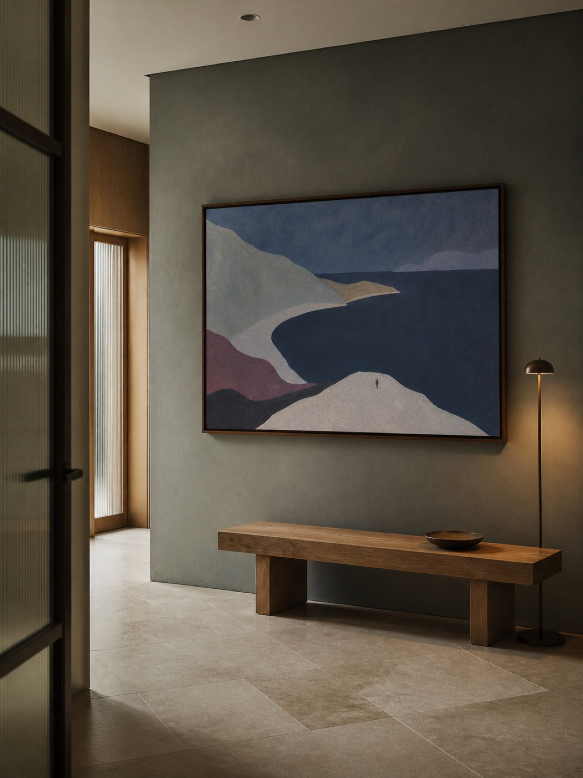 Large Hand Painted Figure Landscape Art Modern Minimalist Ocean Decor