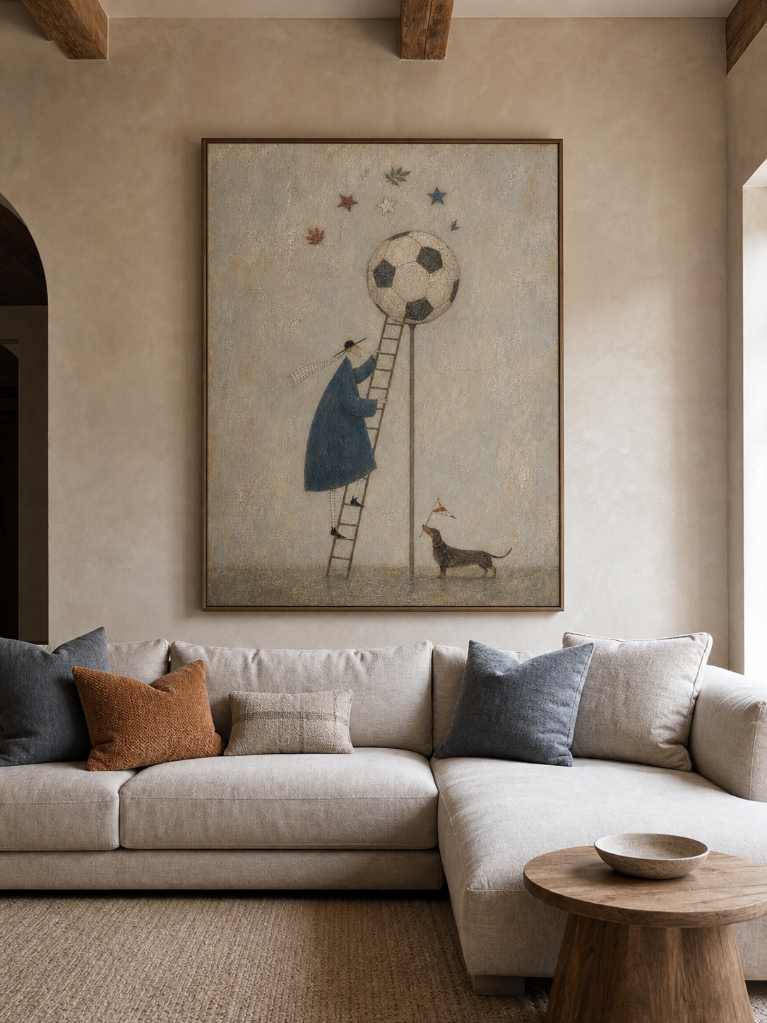 2026 World Cup Inspired Soccer Wall Art With Gentleman And Dachshund