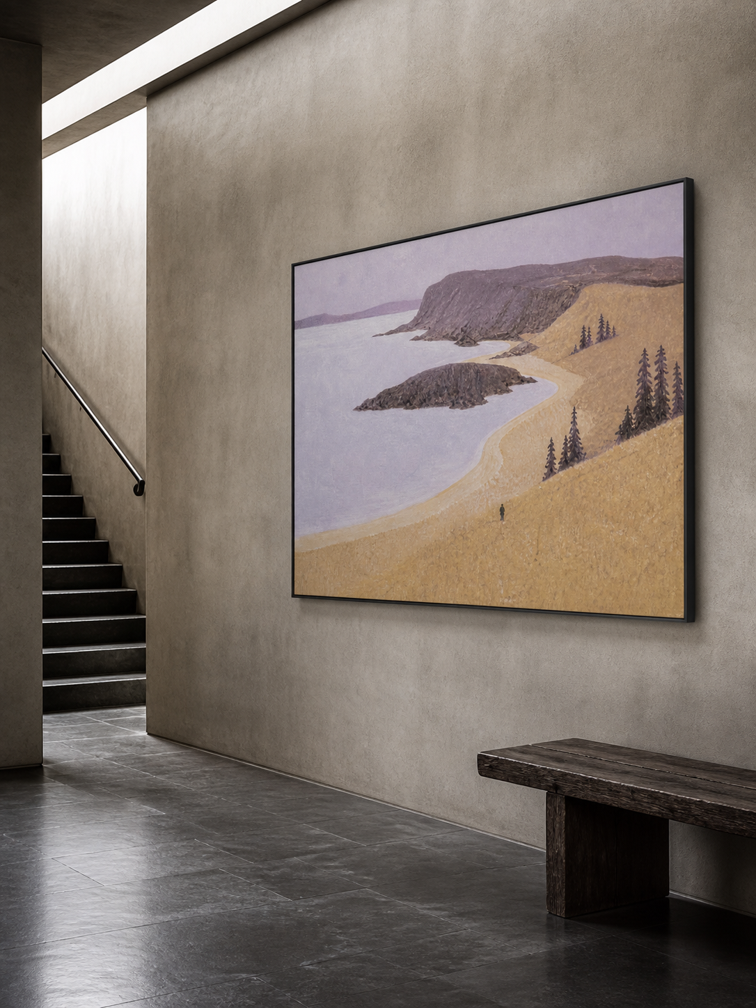 Large Abstract Seaside Path Painting For Bedroom Wall Decor