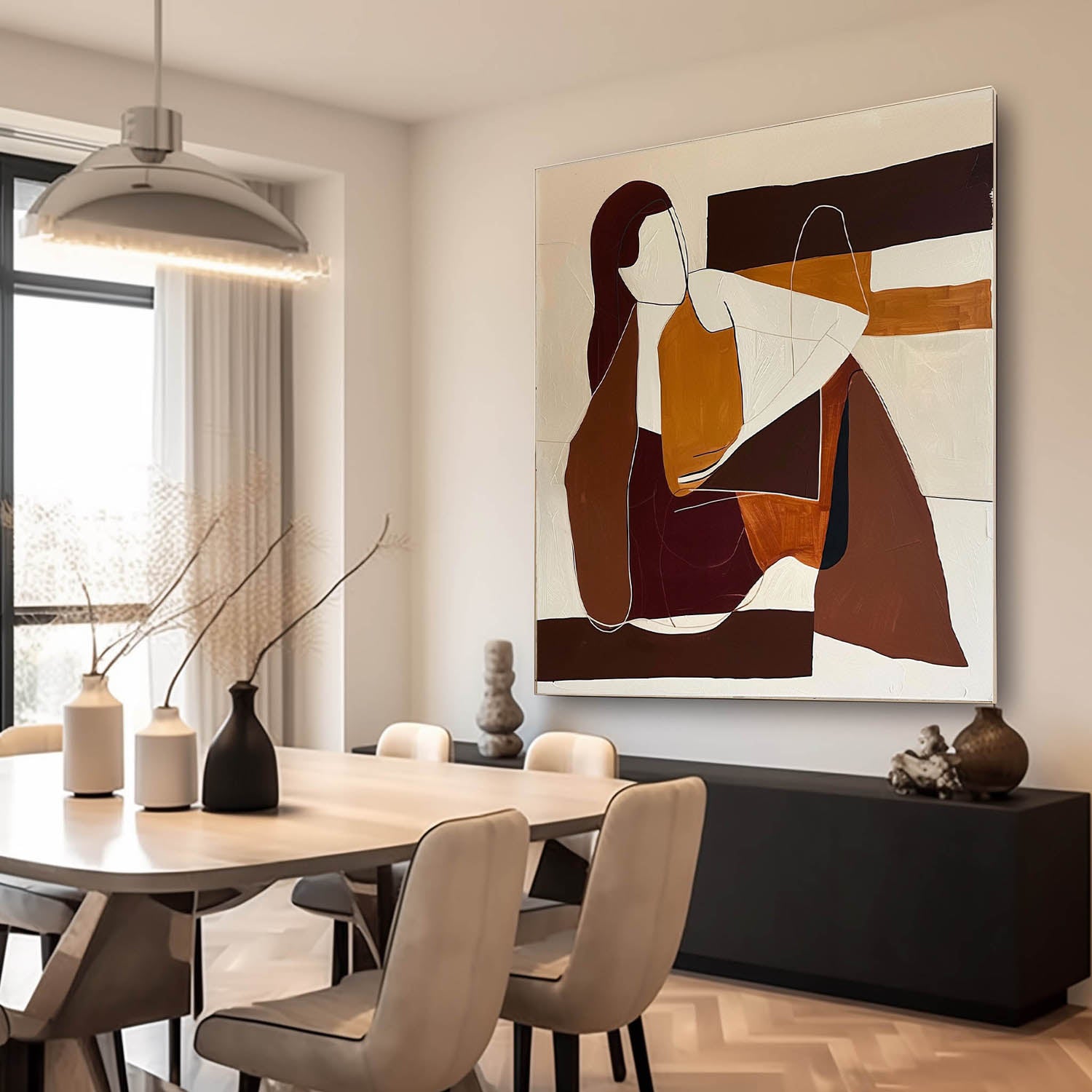 Beautiful Abstract Woman Wall Art Mid Century Wall Art Painting Abstract Human Face Palette Canvas Art