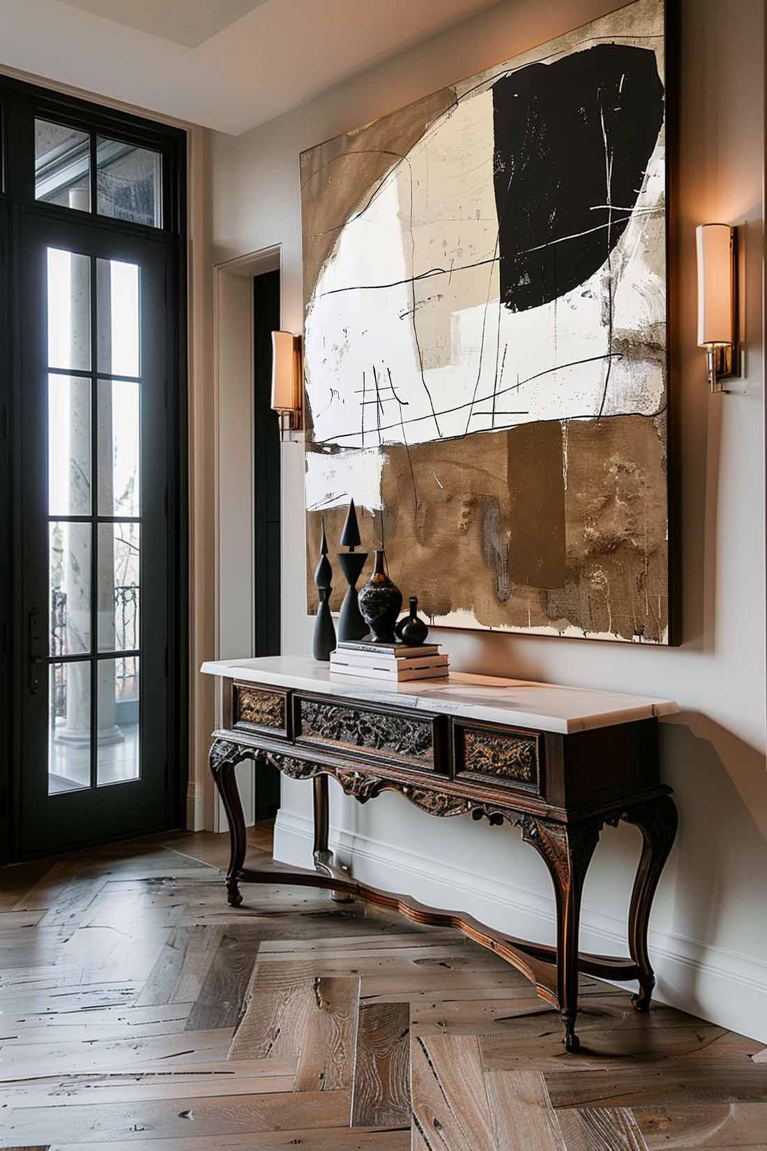 Original Retro Minimalist Brown And Black Texture Painting Retro Wabi Sabi Black & Brown Painting