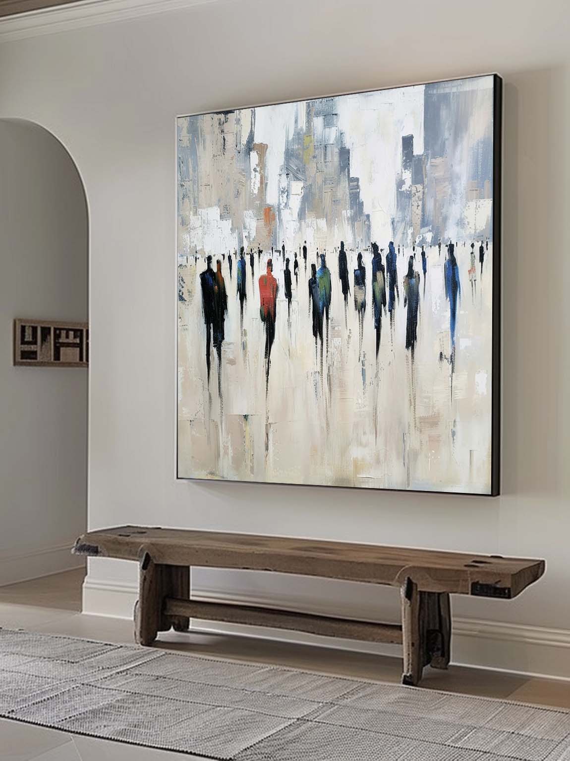 Retro Black And Beige Abstract Wall Art Neutral Original Wabi Sabi Wall Decor Minimalist Neutral Handmade Wall Decor