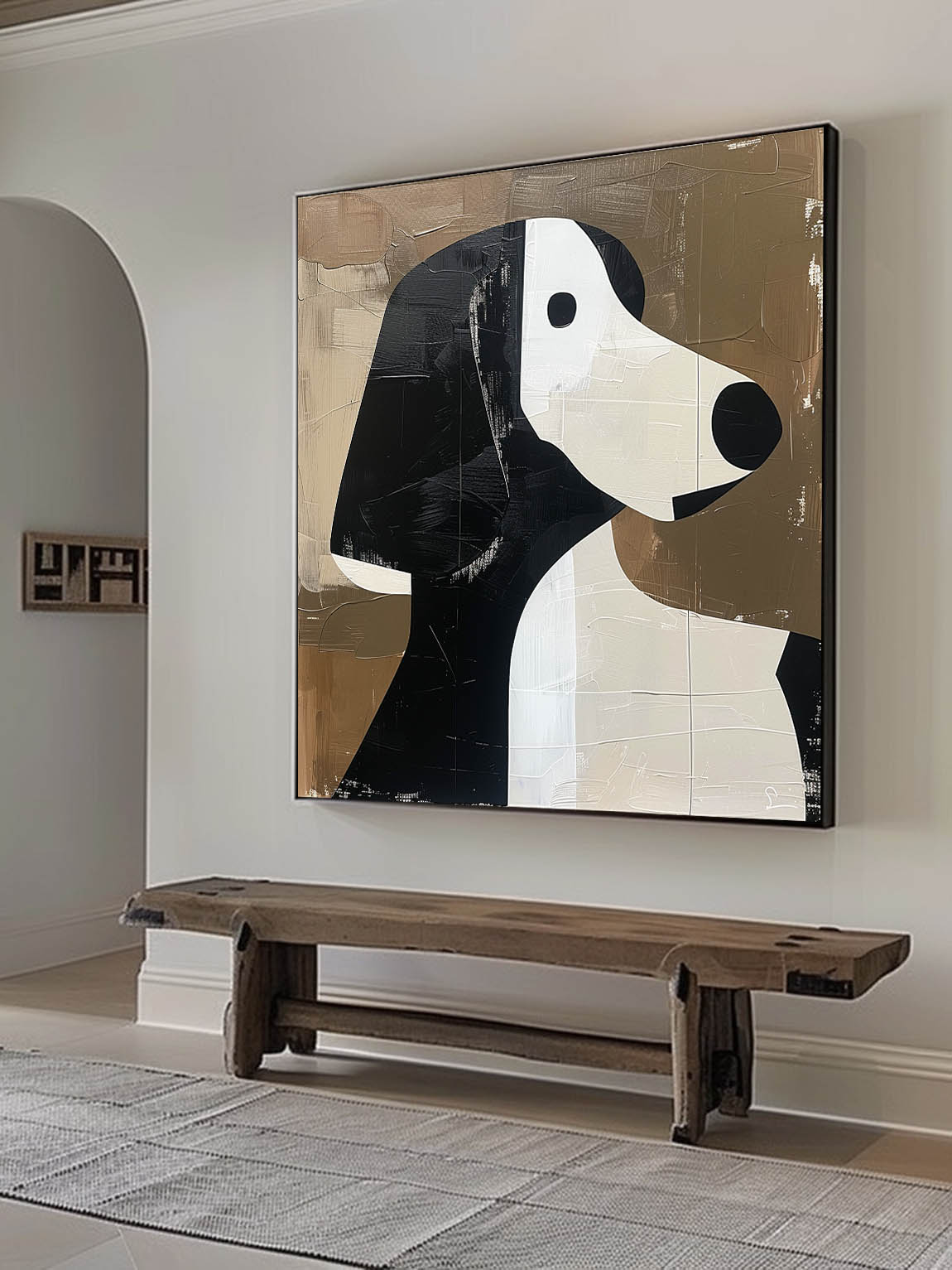 Retro Minimalist Dog Wall Art Large Acrylic Canvas Painting Minimalist Retro Canvas Wall Art