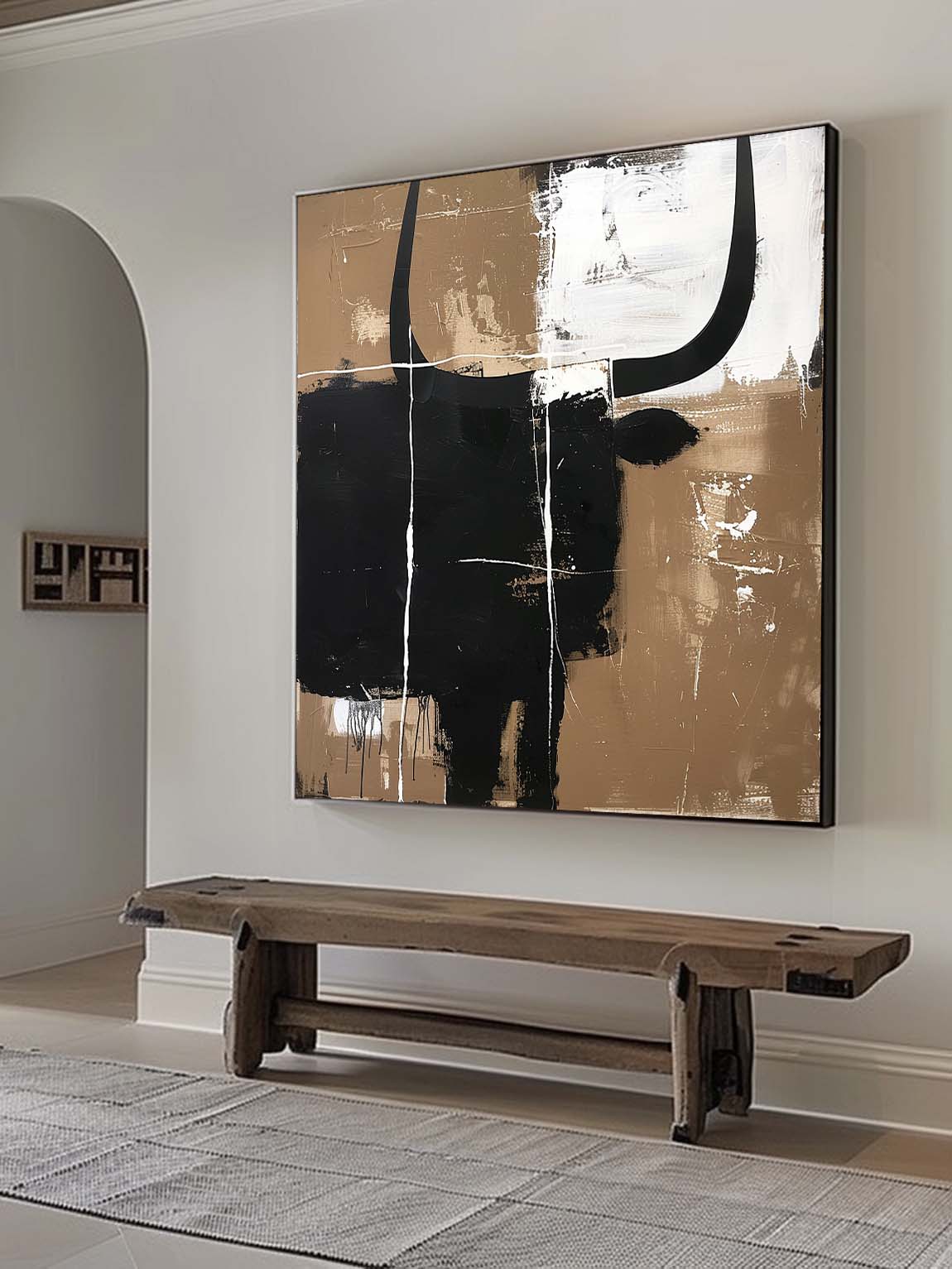 Vintage Bull Oil Painting Abstract Bull Oil Painting On Canvas Large Original Bull Canvas Wall Art