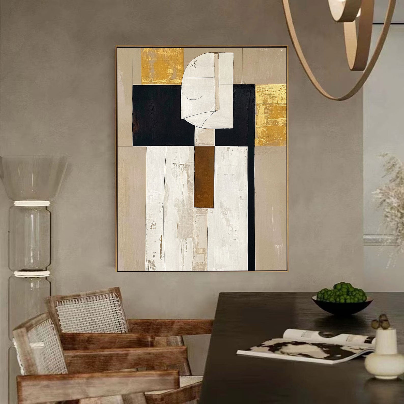 Abstract Beige Portrait Painting On Canvas Abstract Face Painting In Beige And Black