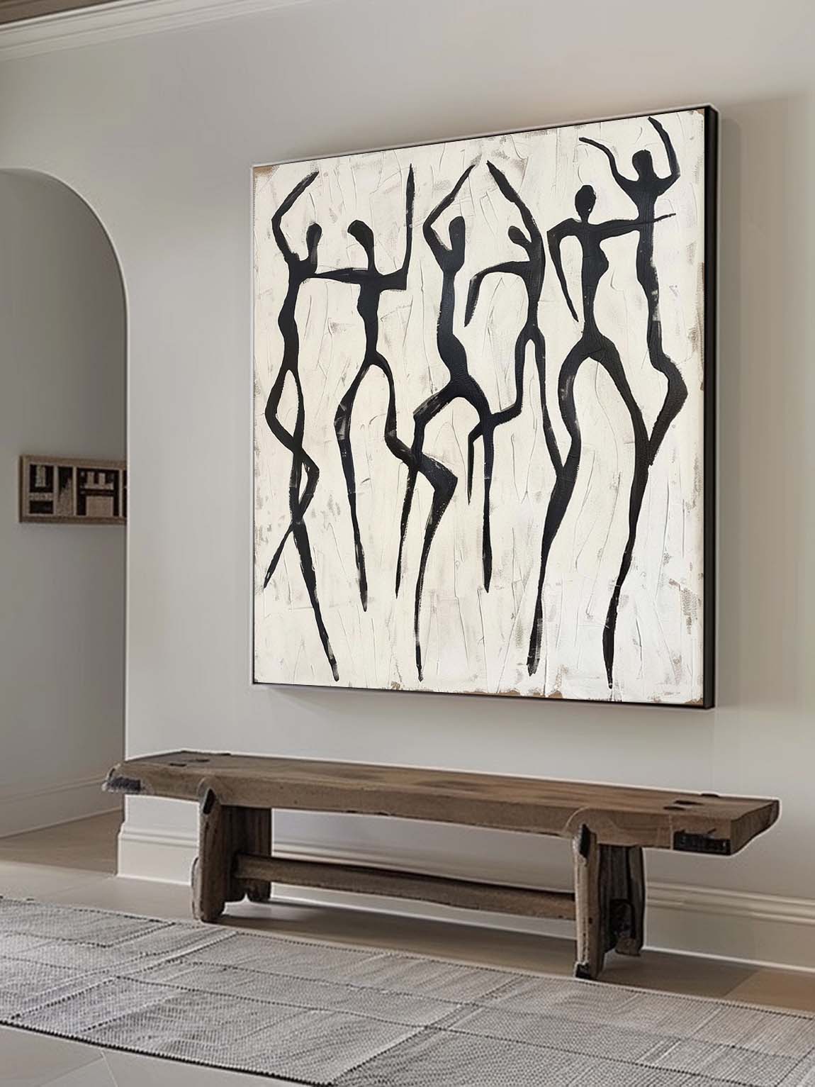 Vintage Black People Abstract Oil Painting Handcrafted Black Abstract Art On Canvas Large Scale Figure Line Texture Painting