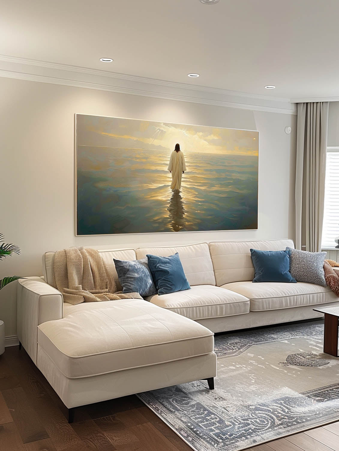 Large Oil Painting Of Jesus Walking On Water Christian Art Living Room Decor Original Jesus Abstract Wall Art