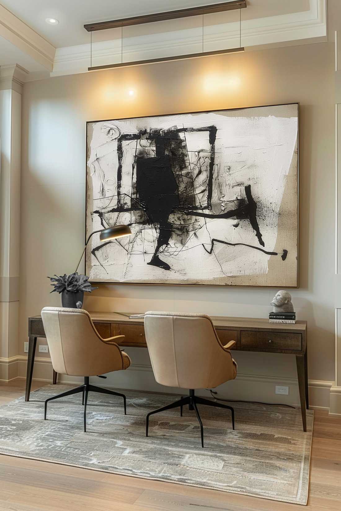 Vintage Black And White Abstract Canvas Painting Black Abstract Walking Man Oil Painting Large Black Abstract Painting