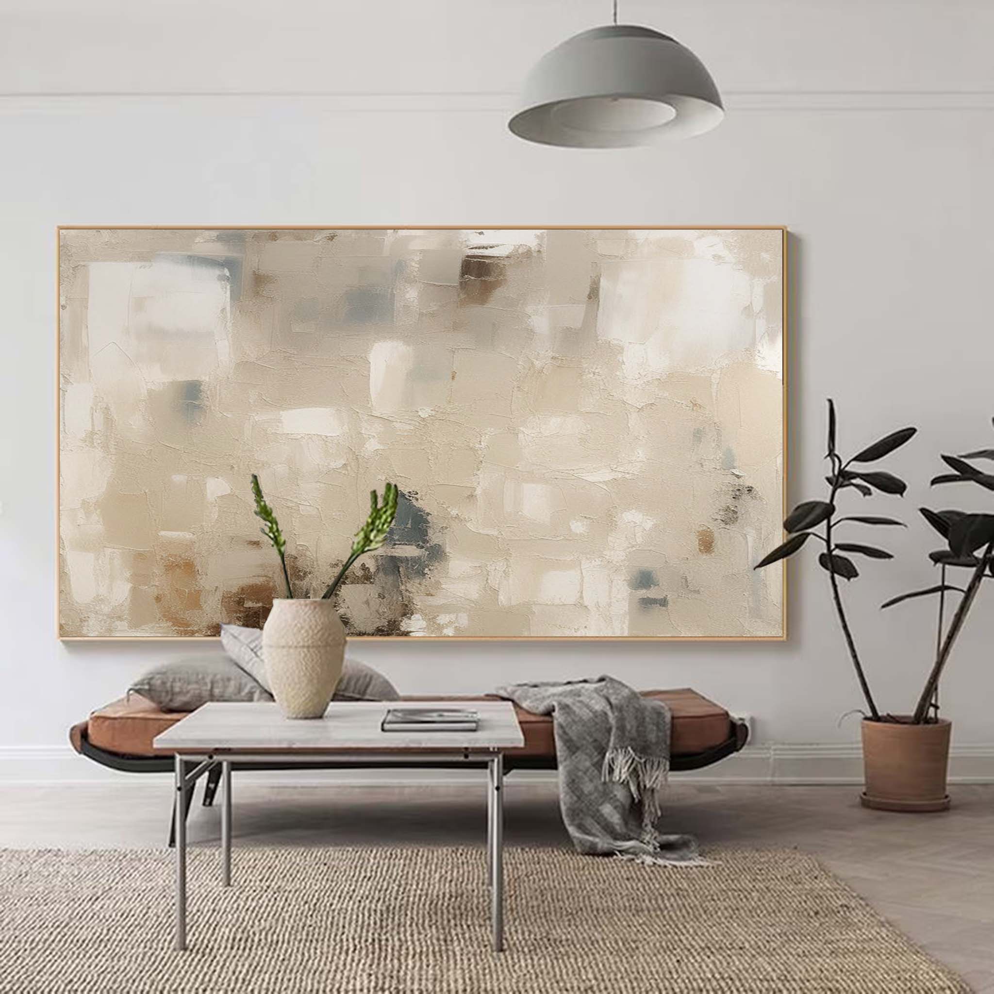 Minimalist Beige Canvas Art Large Minimalist Beige Canvas Painting Modern Oil Painting Home Decor