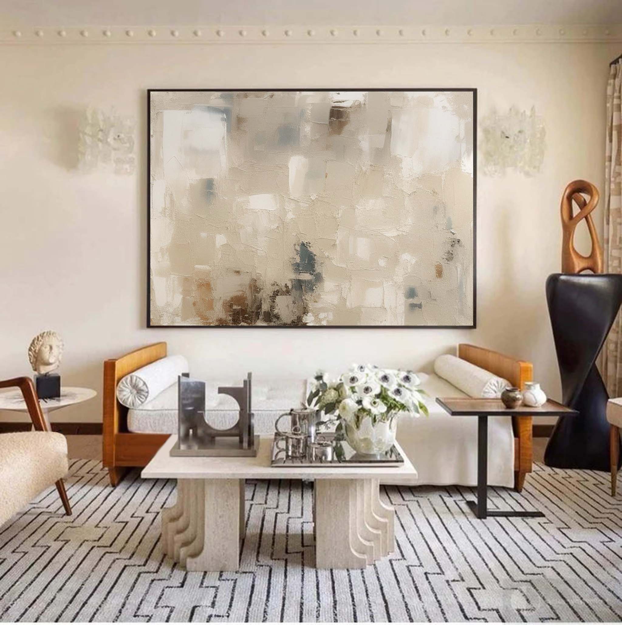 Minimalist Beige Canvas Art Large Minimalist Beige Canvas Painting Modern Oil Painting Home Decor