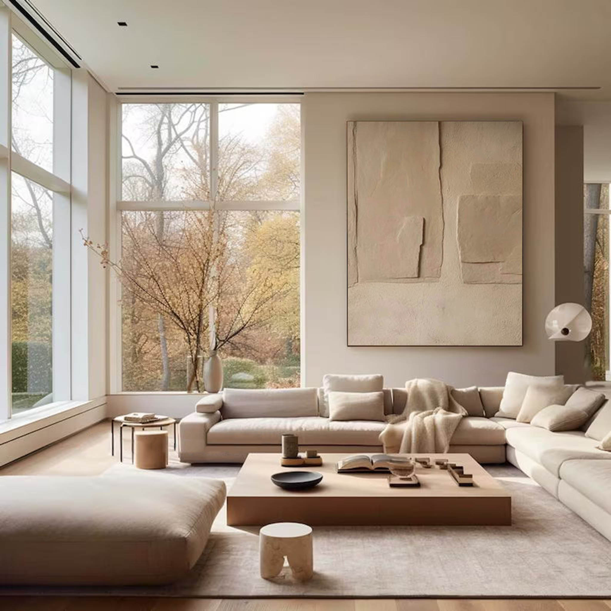 Beige Abstract Canvas Wall Art Large Beige Minimalist Textured Wall Art Wabi Sabi Wall Art