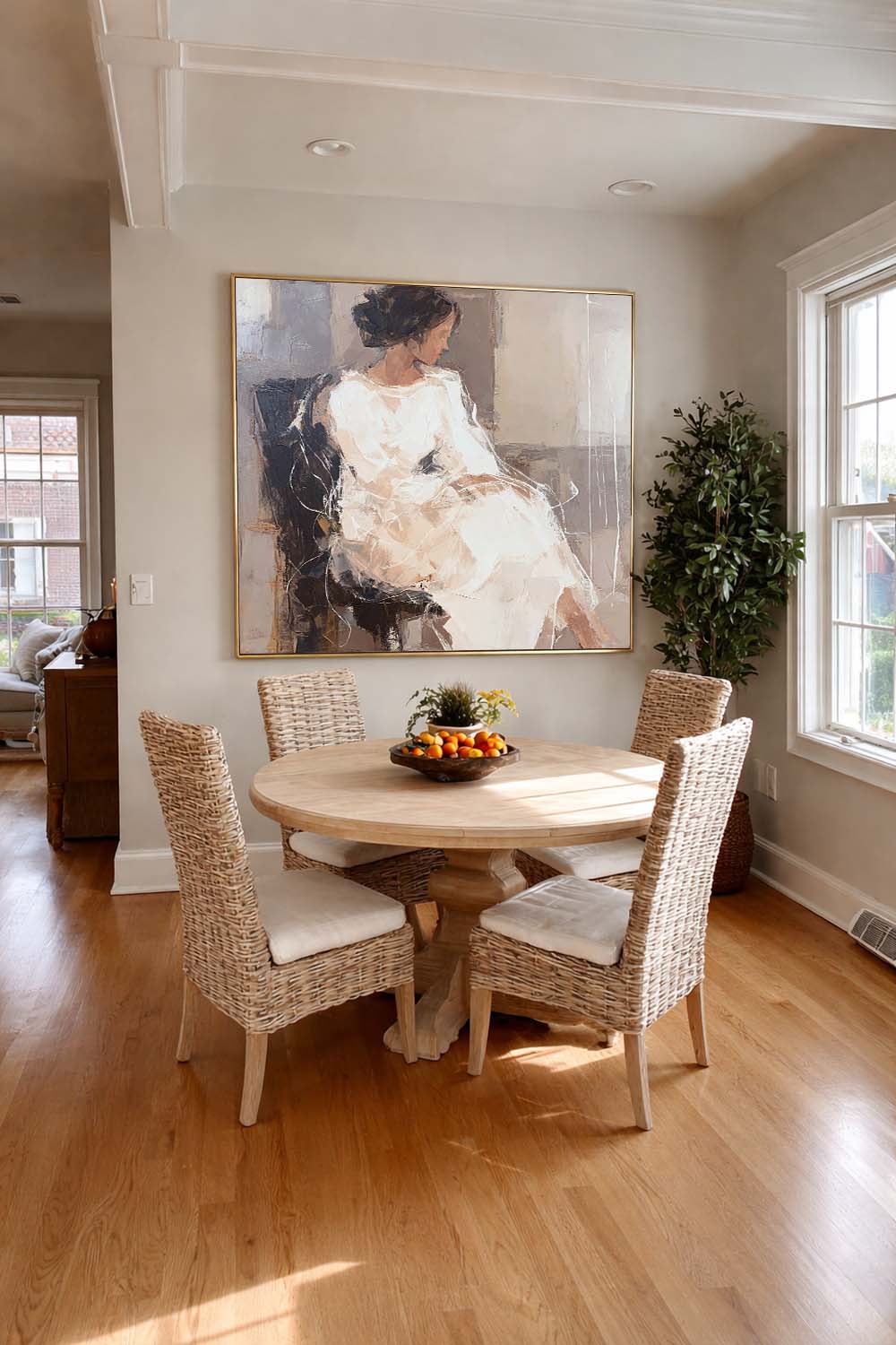 Neutral Brown Female Figure Artwork Contemporary Cream and Taupe Female Figure Art Minimalist Abstract Female Figure Painting