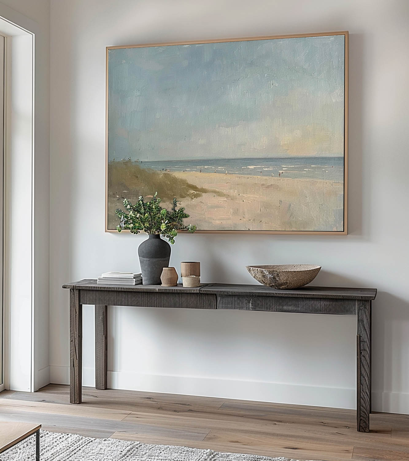 Vintage Beach Oil Painting Original Minimalist Beach Scene Art Vintage Beach Oil Painting Original Wabi Sabi Beach Painting