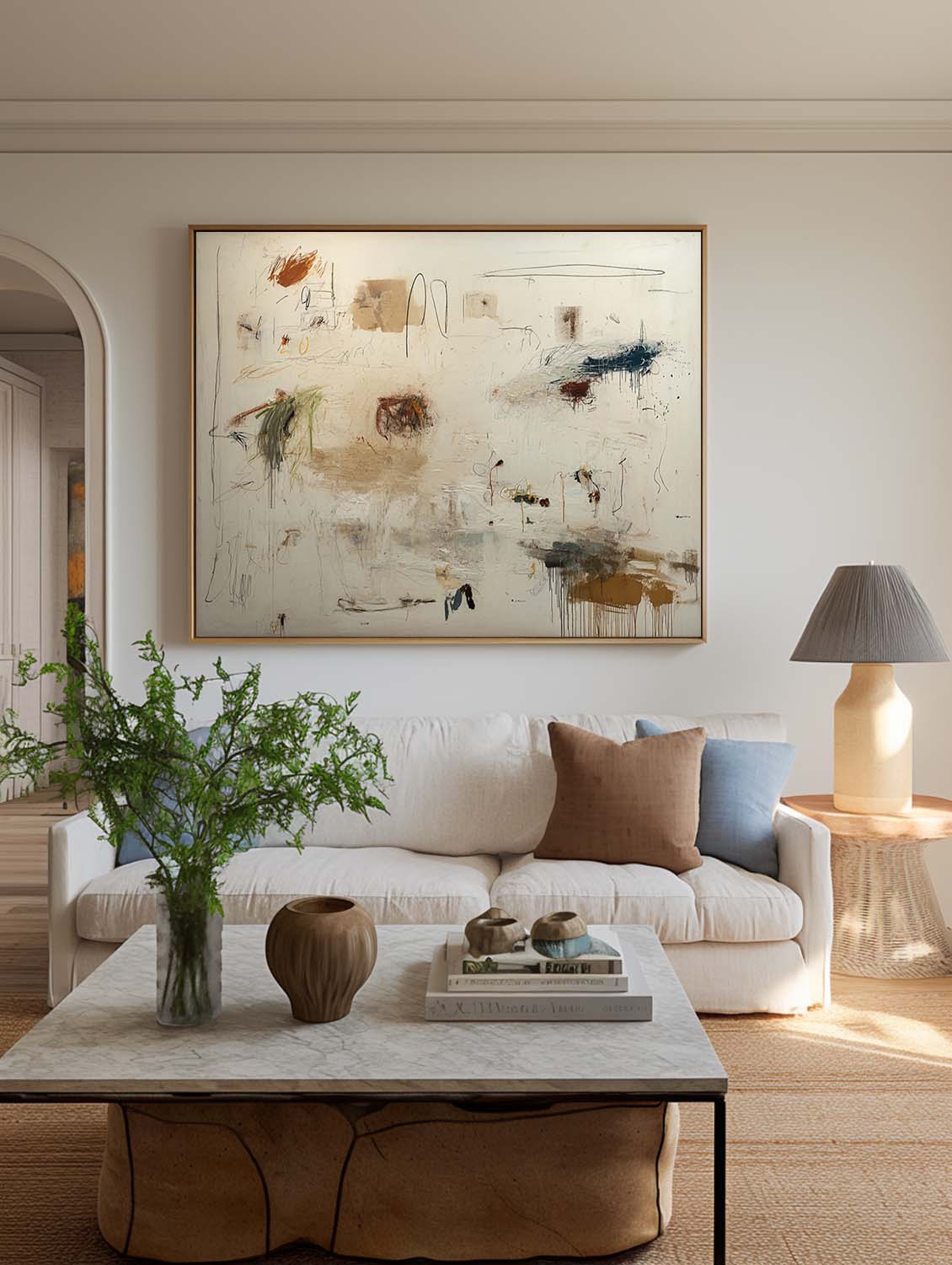 Original Beige Minimalist Abstract Painting Large Beige Abstract Graffiti Wall Art Minimalist Beige Canvas Painting