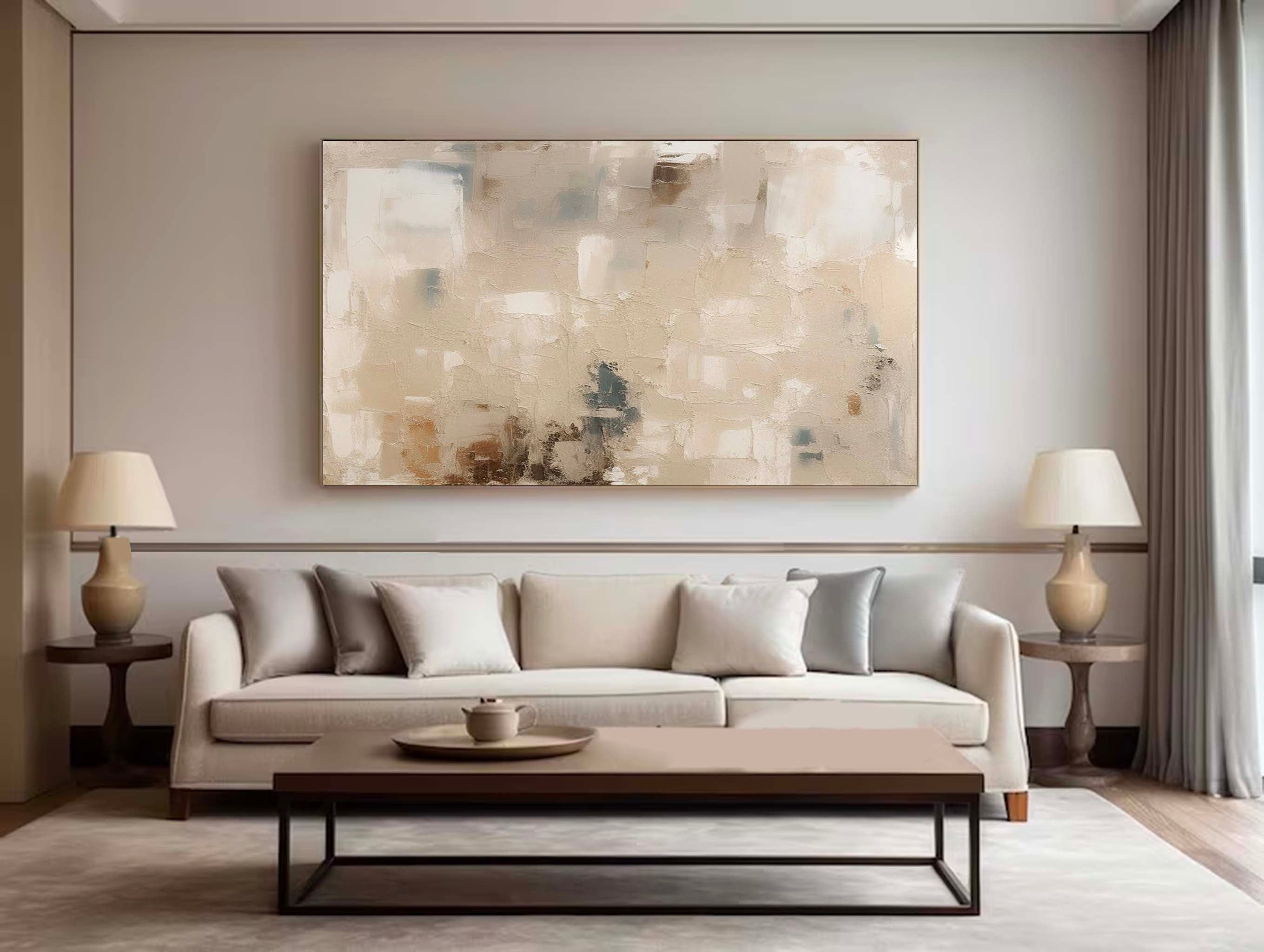 Minimalist Beige Canvas Art Large Minimalist Beige Canvas Painting Modern Oil Painting Home Decor