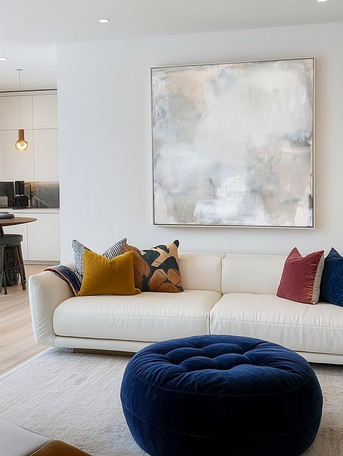 Vintage White Large Abstract Oil Painting Neutral White Textured Wall Art Minimalist White Abstract Wall Art