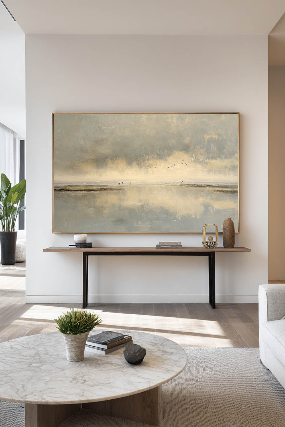 Large Neutral Coastal Oil Painting Textured Handmade Seascape Wall Art In Beige And Gray Original Beige Seascape Painting On Canvas