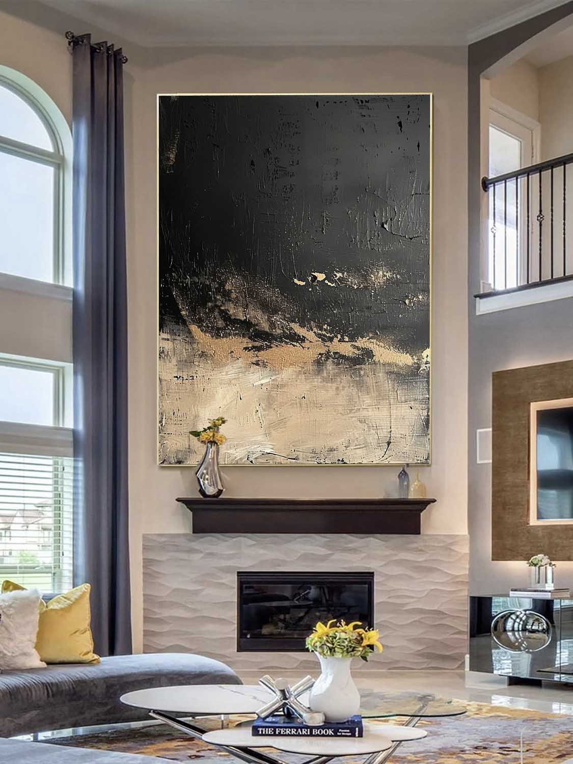 Original Brown And Black Wabi-Sabi Wall Art Black Brown Abstract Painting Large Black Texture Wall Art