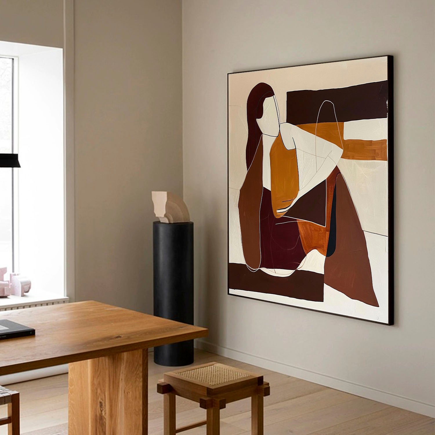 Beautiful Abstract Woman Wall Art Mid Century Wall Art Painting Abstract Human Face Palette Canvas Art
