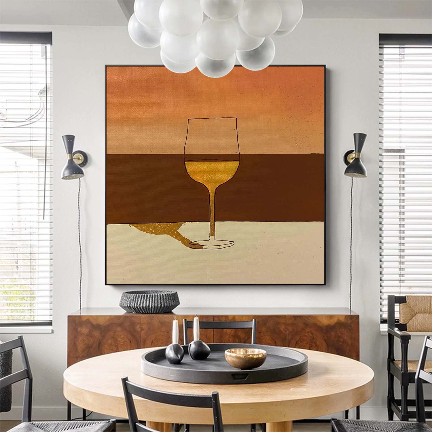 Mid Century Minimalist Painting On Canvas Minimalist Cup Wall Art On Canvas Large Retro Canvas Art