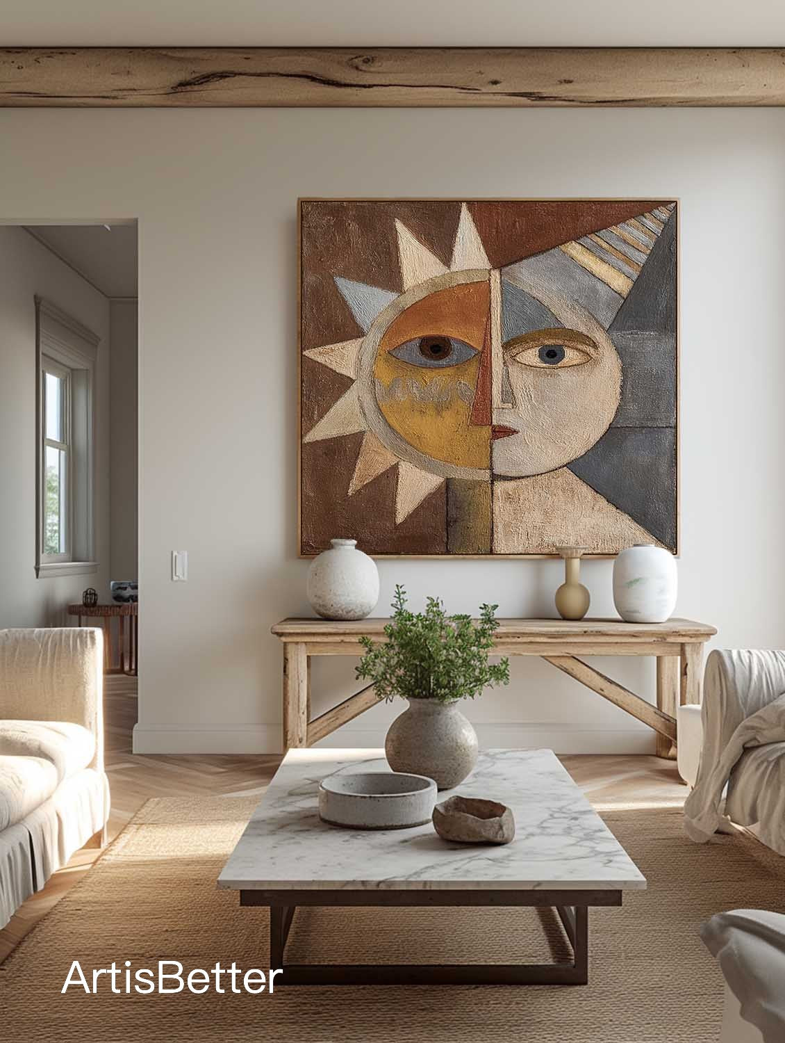 Handmade Abstract Face Canvas Art Contemporary Abstract Face Wall Art Large Textured Abstract Face Painting