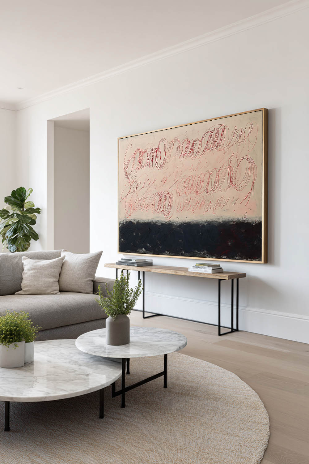 Large Horizontal Beige Line Oil Painting Original Beige And Black Abstract Oil Painting Minimalist Light Beige Abstract Wall Art