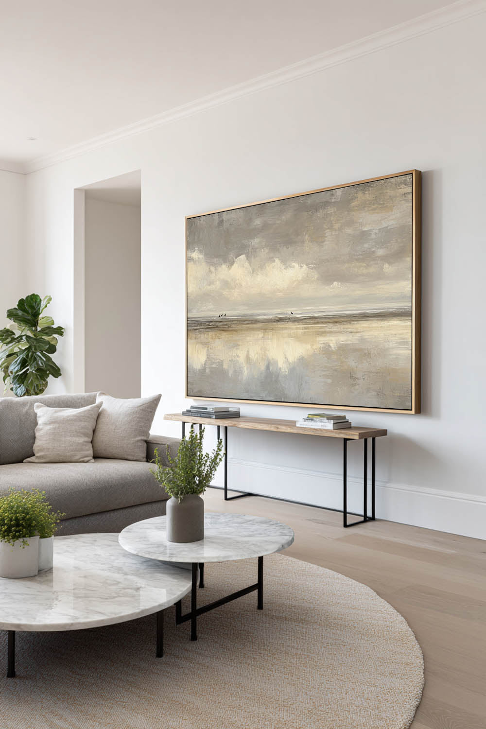 Large Neutral Coastal Oil Painting Textured Handmade Seascape Wall Art In Beige And Gray Original Beige Seascape Painting On Canvas