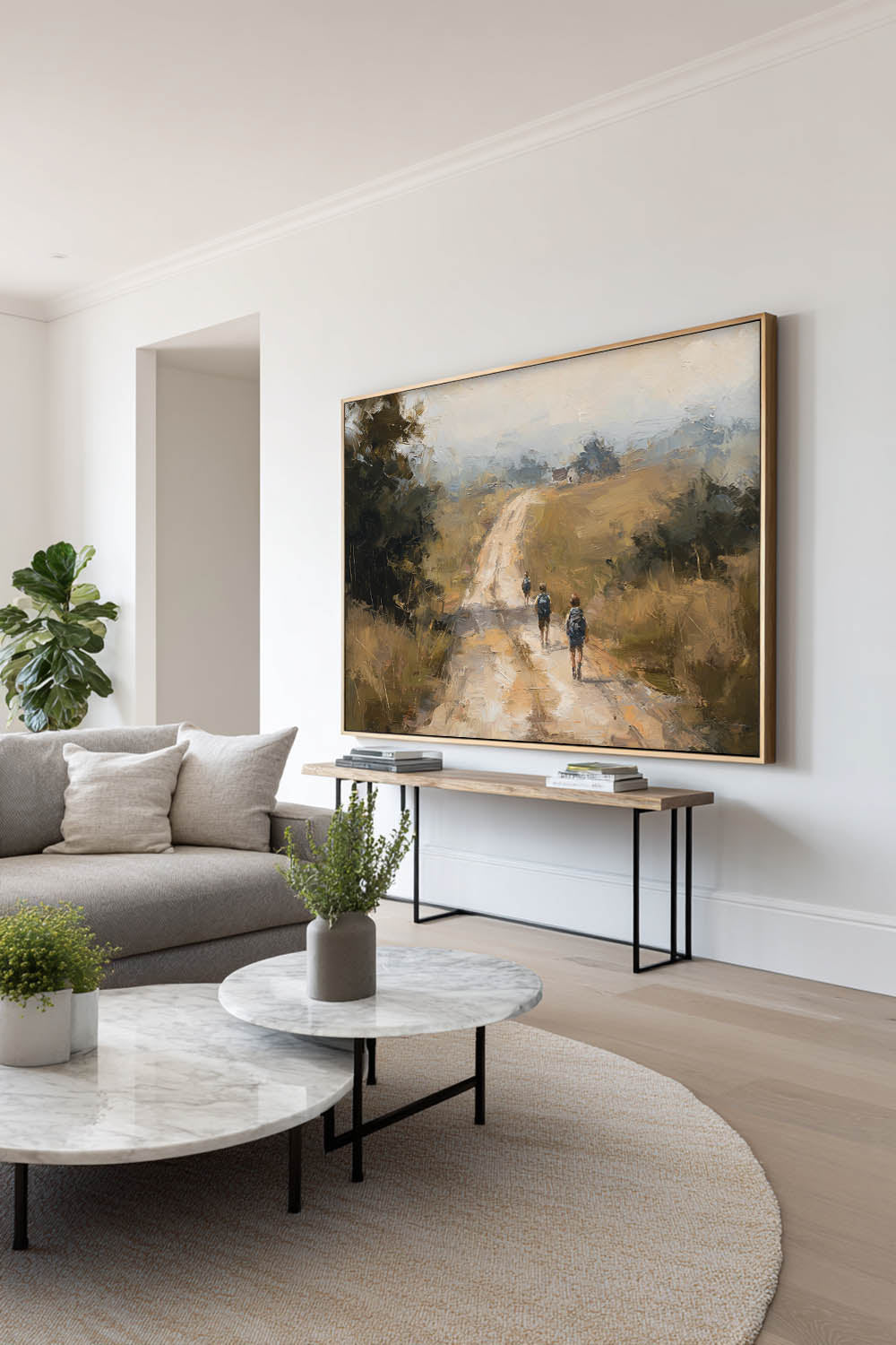 Handmade Country Road Landscape Wall Art Minimalist Country Road Landscape Oil Painting Large Countryside Road Wall Art