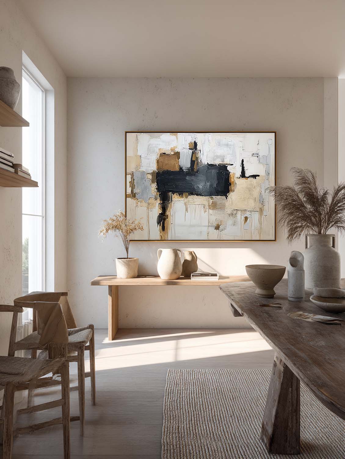 Large Neutral Beige And Gray Texture Painting Original Beige And Black Abstract Canvas Art Minimalist Beige Texture Canvas Art