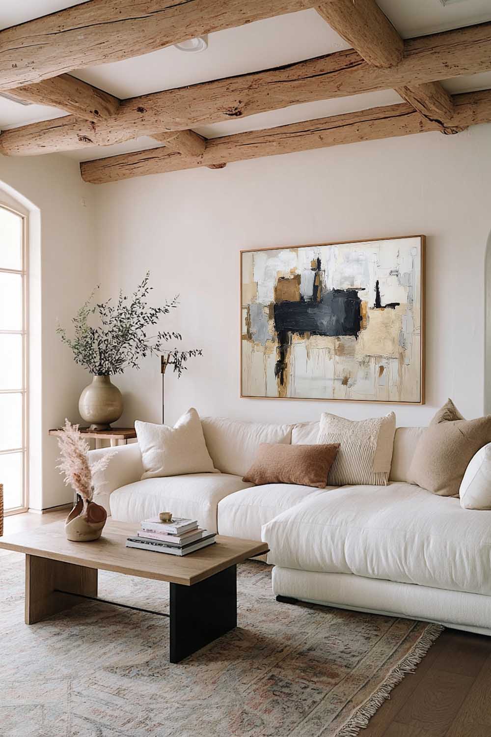 Large Neutral Beige And Gray Texture Painting Original Beige And Black Abstract Canvas Art Minimalist Beige Texture Canvas Art