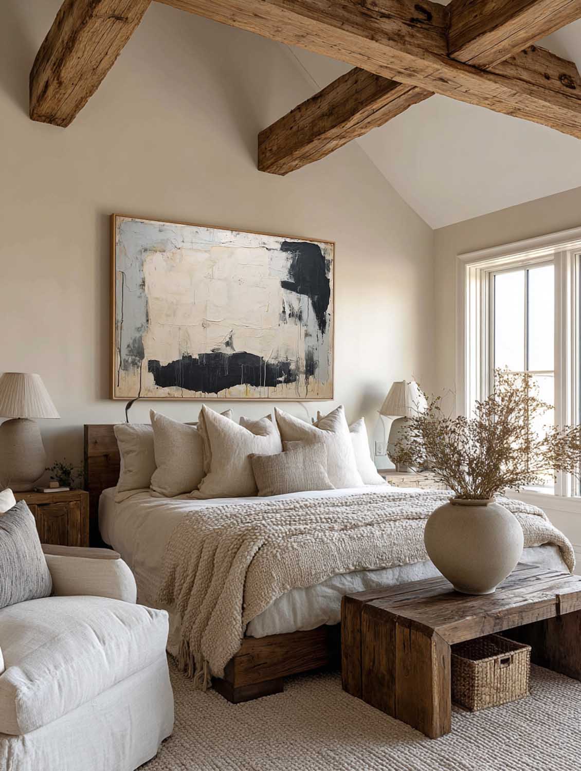 Large Beige Black And Gray Abstract Painting Beige And Black Textured Canvas Art Wabi Sabi Beige Abstract Wall Art