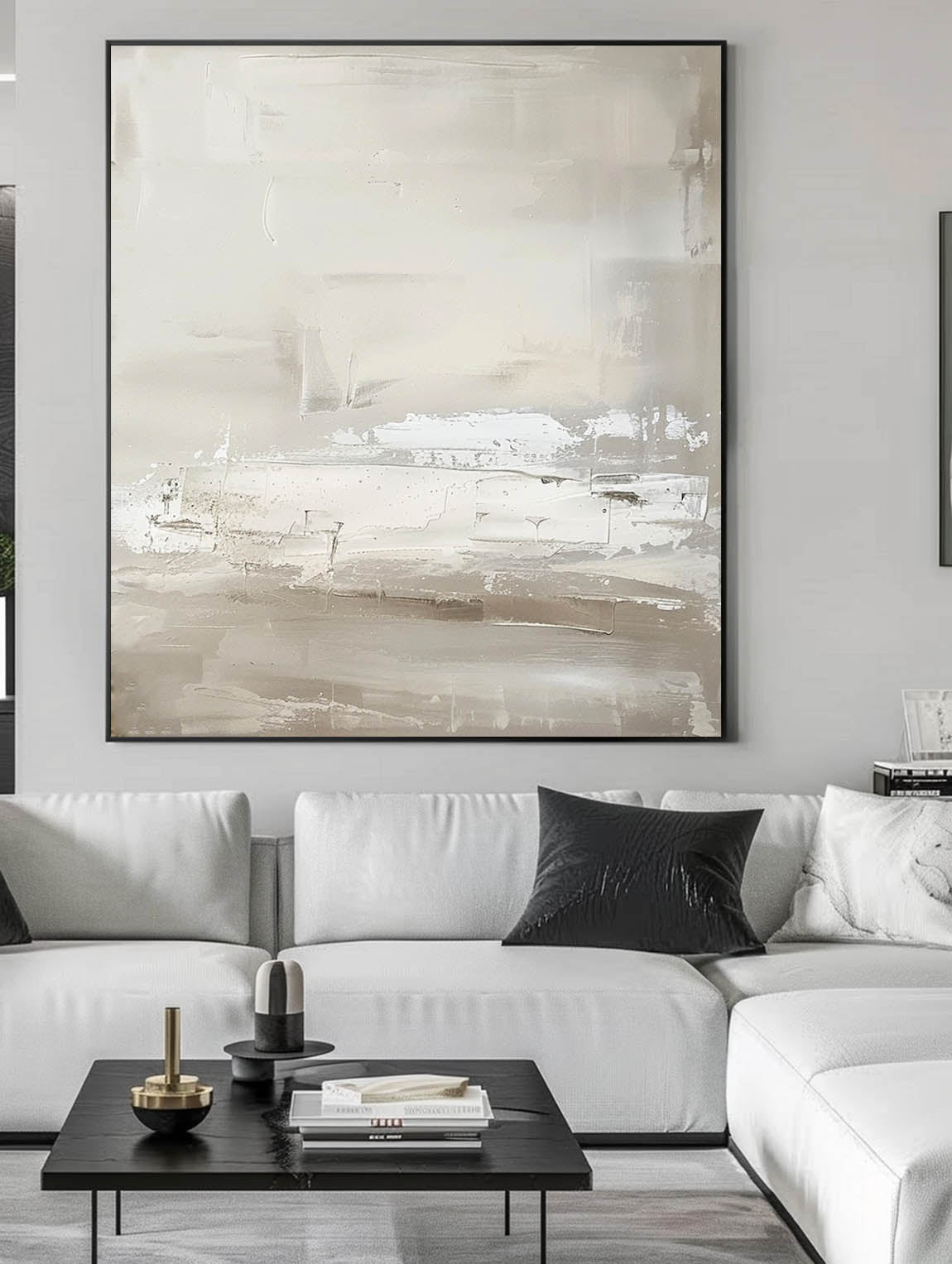 Vintage Beige And White Minimalist Abstract Canvas Art Retro Wabi Sabi Beige Textured Art Vintage Neutral Beige Wall Art