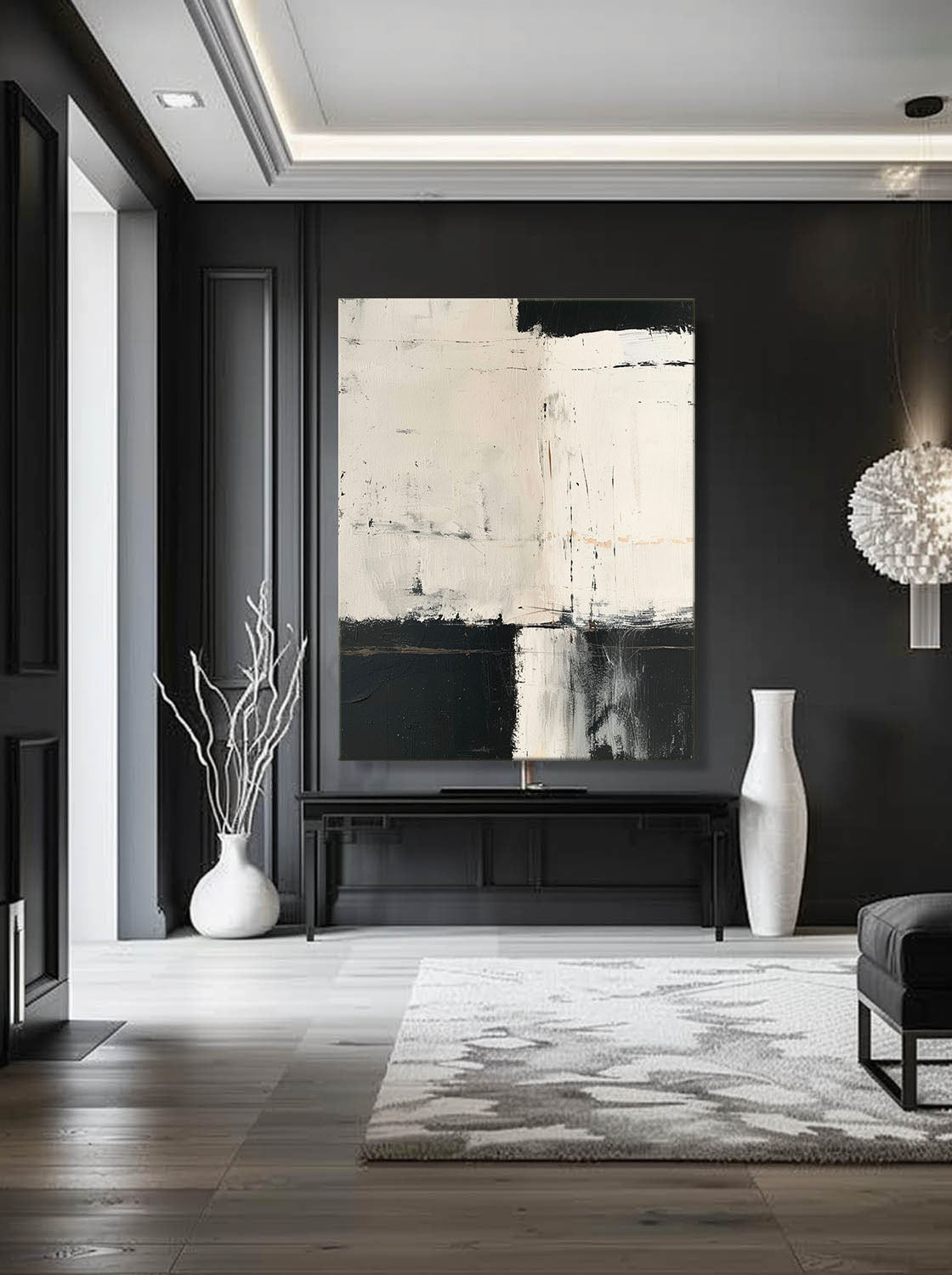 Minimalist Beige And Black Wabi-Sabi Wall Art Neutral Beige Wall Art Original Black Beige Texture Painting