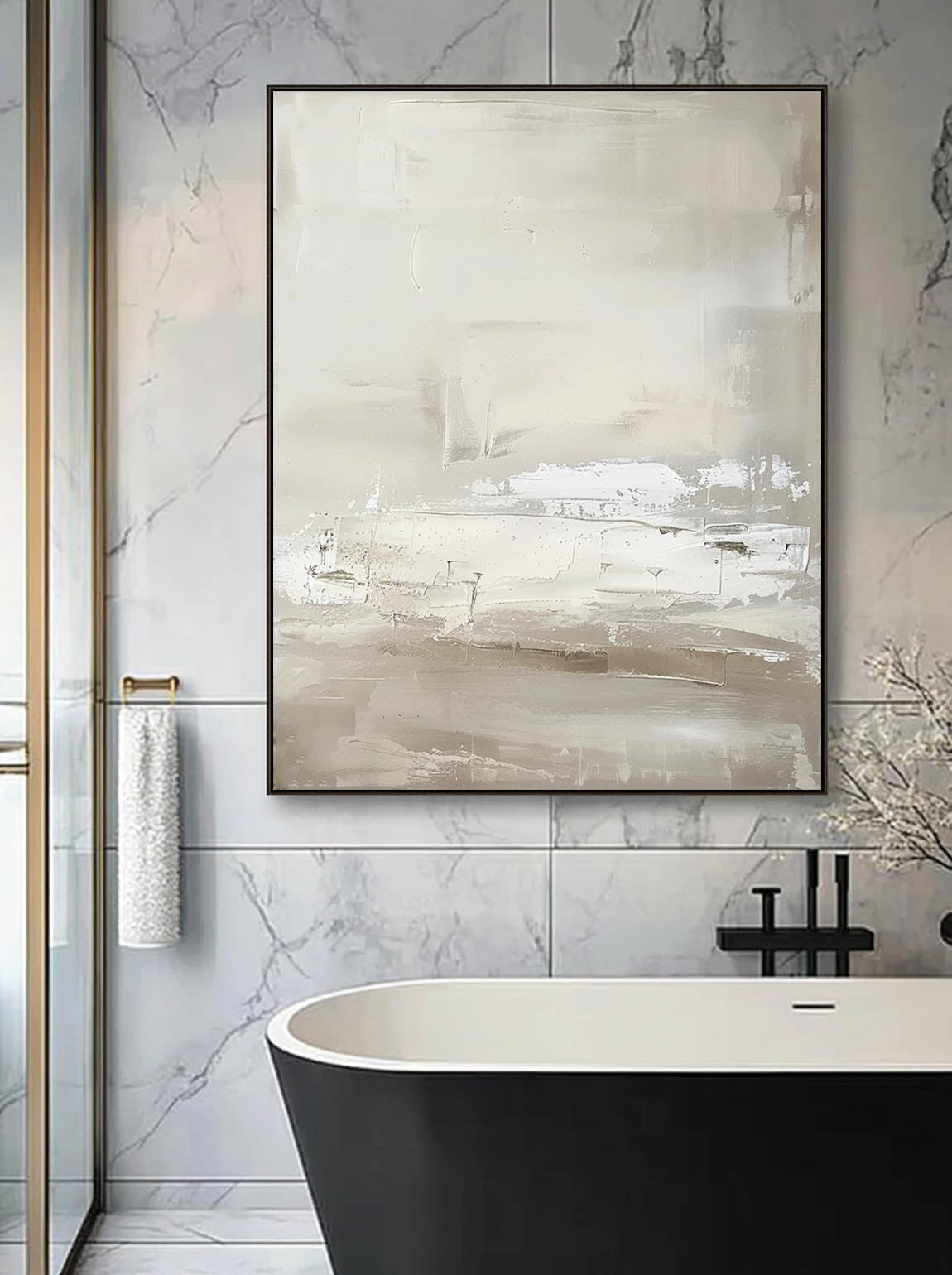 Vintage Beige And White Minimalist Abstract Canvas Art Retro Wabi Sabi Beige Textured Art Vintage Neutral Beige Wall Art