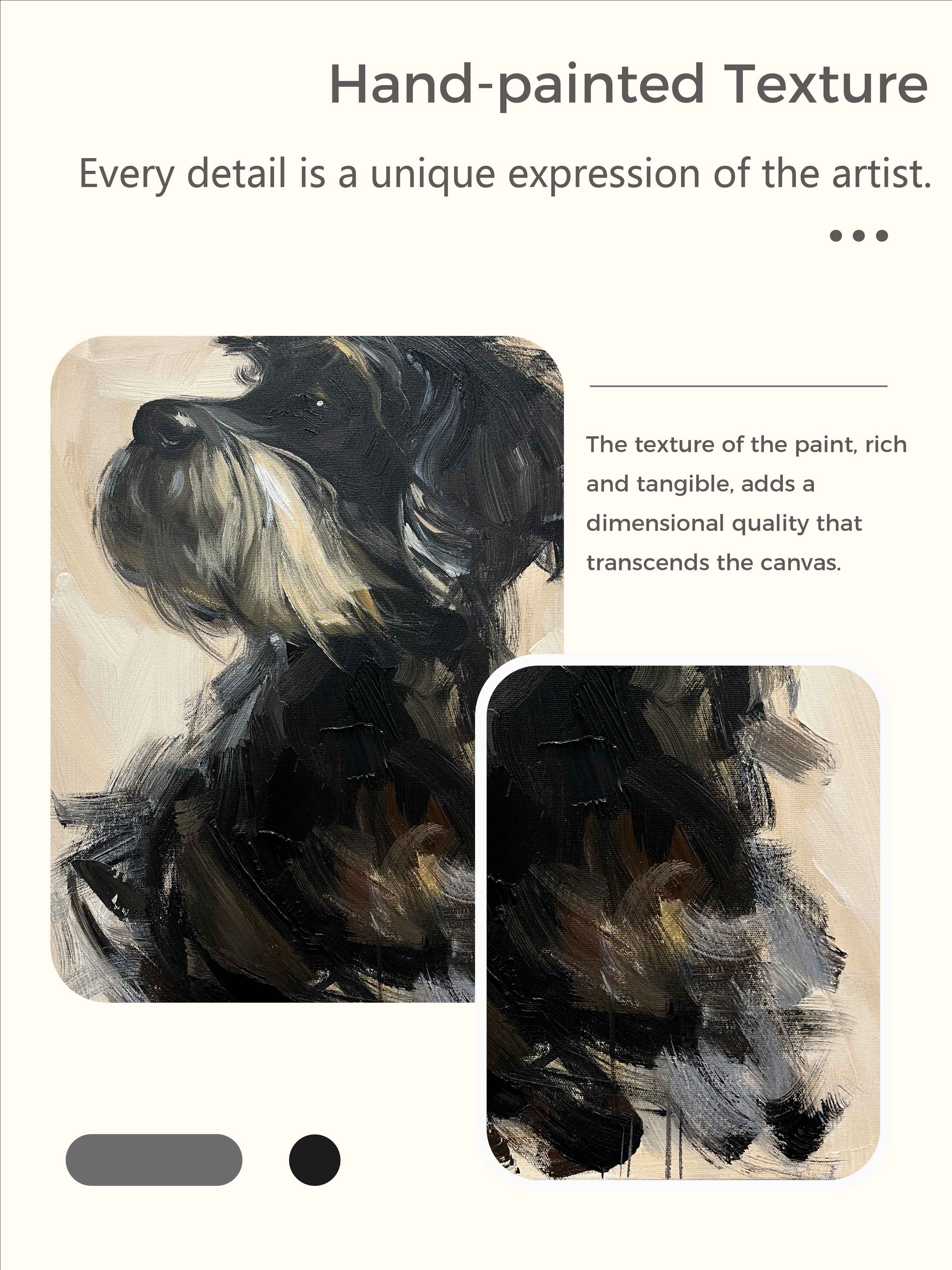 Vintage Minimalist Dog Portrait Painting Neutral Acrylic Oil Painting On Canvas Large Abstract Wall Art Decor