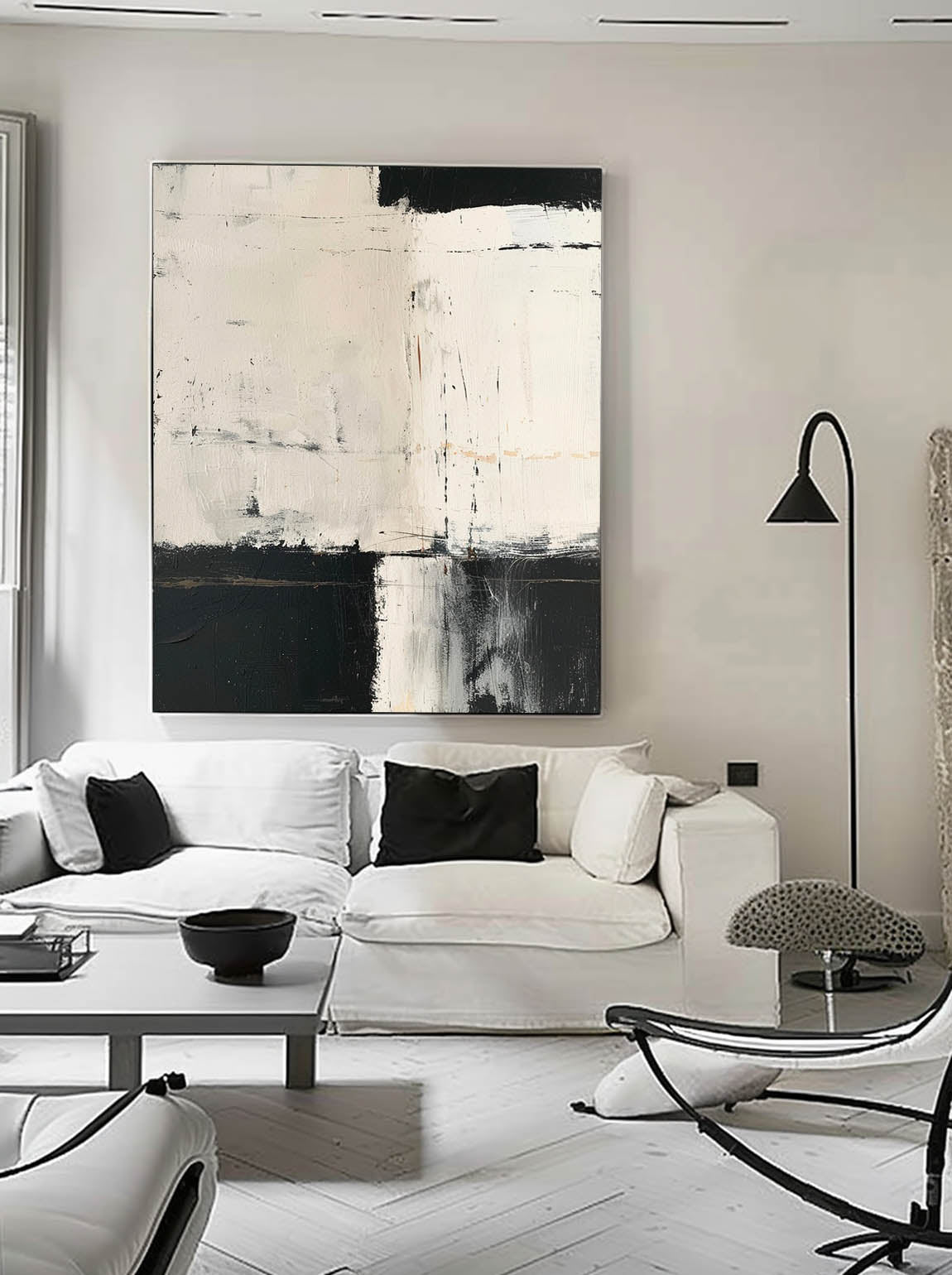 Minimalist Beige And Black Wabi-Sabi Wall Art Neutral Beige Wall Art Original Black Beige Texture Painting