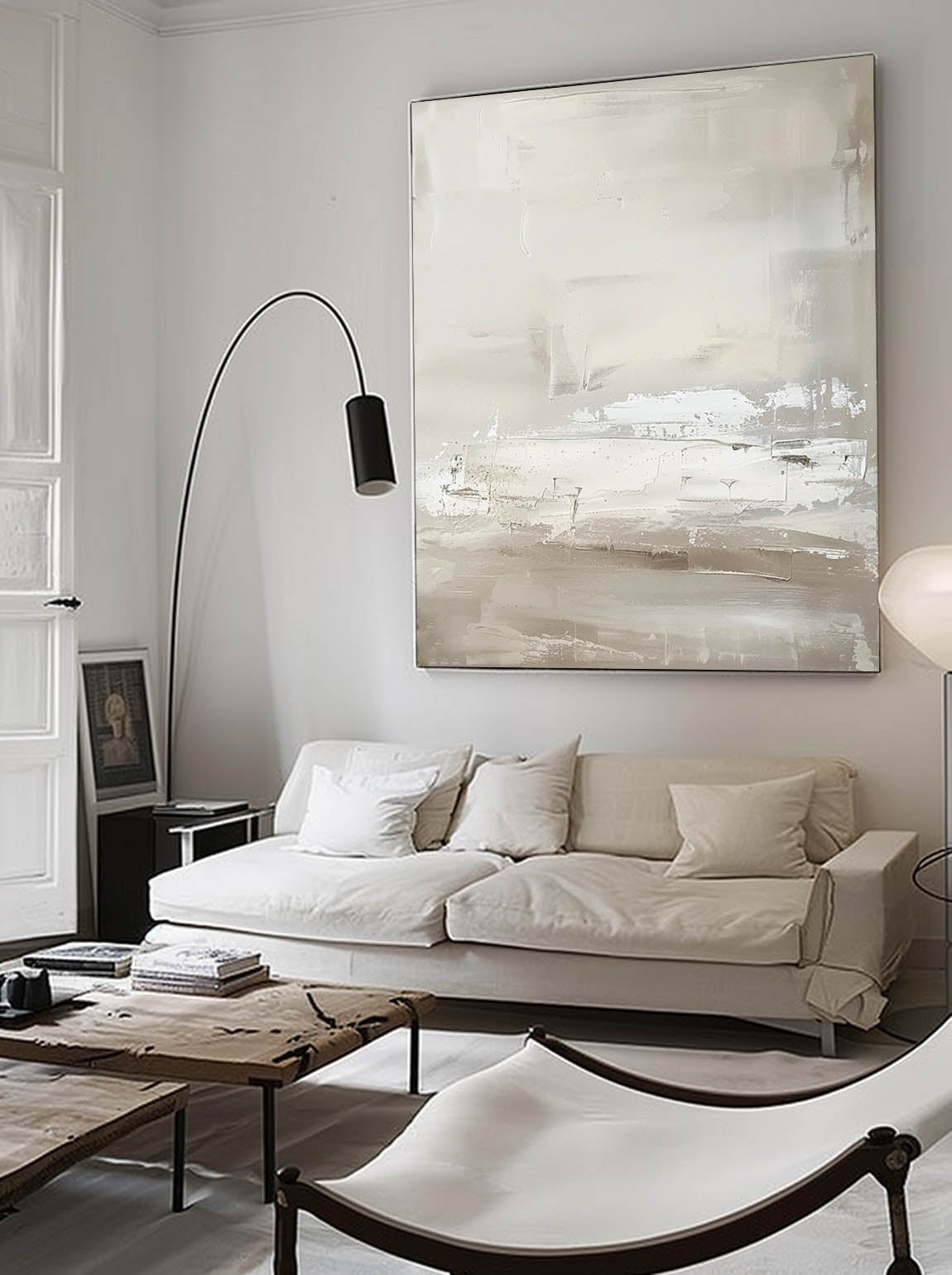 Vintage Beige And White Minimalist Abstract Canvas Art Retro Wabi Sabi Beige Textured Art Vintage Neutral Beige Wall Art