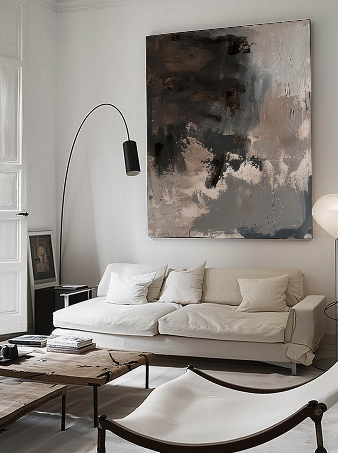 Vintage Black Brown Texture Painting Original Black Abstract Painting Large Black Brown Abstract Wall Art