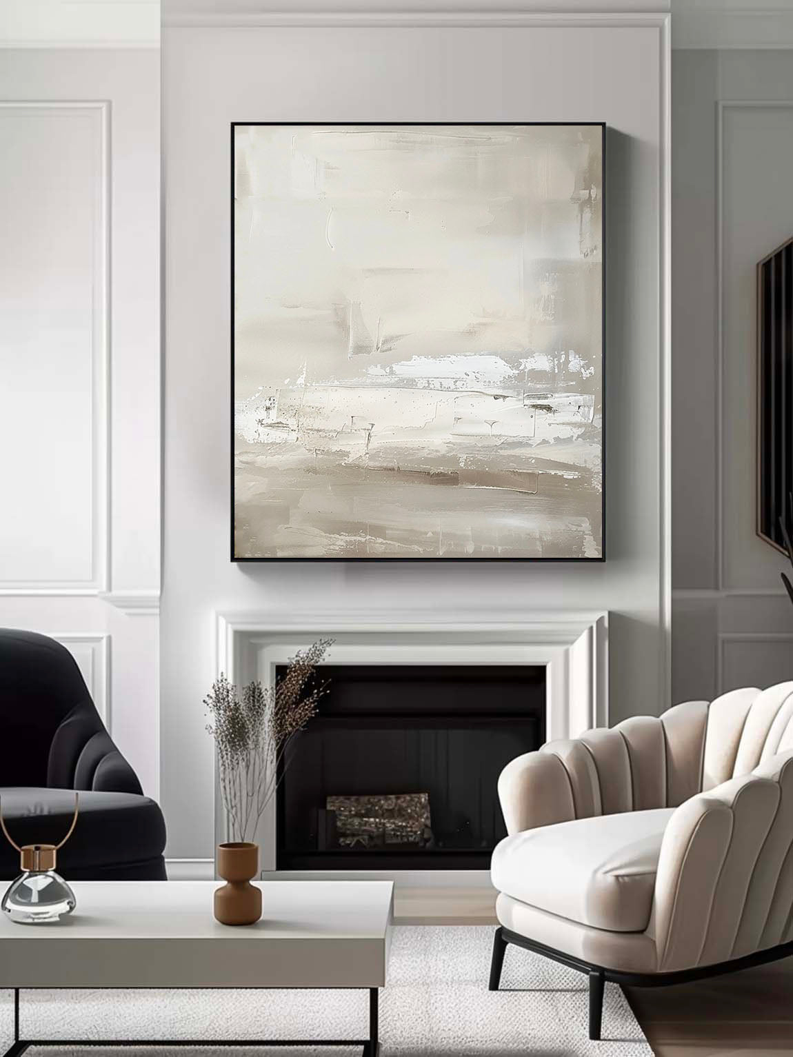 Vintage Beige And White Minimalist Abstract Canvas Art Retro Wabi Sabi Beige Textured Art Vintage Neutral Beige Wall Art