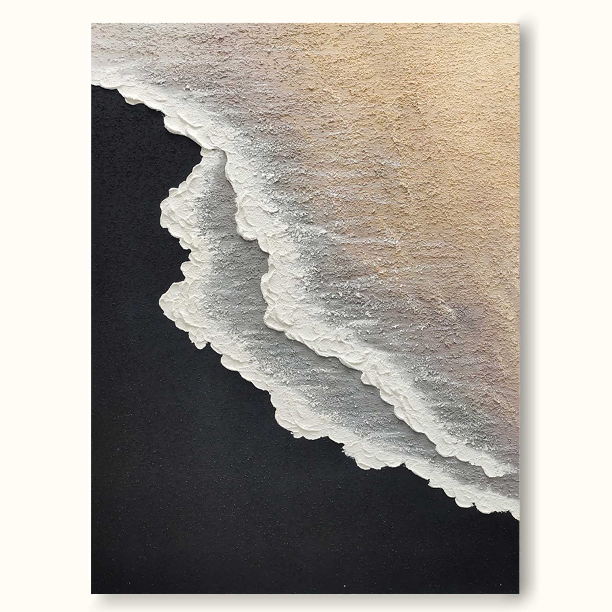 Minimalist 3d Ocean Waves Painting Original Black And White Ocean Beach Painting