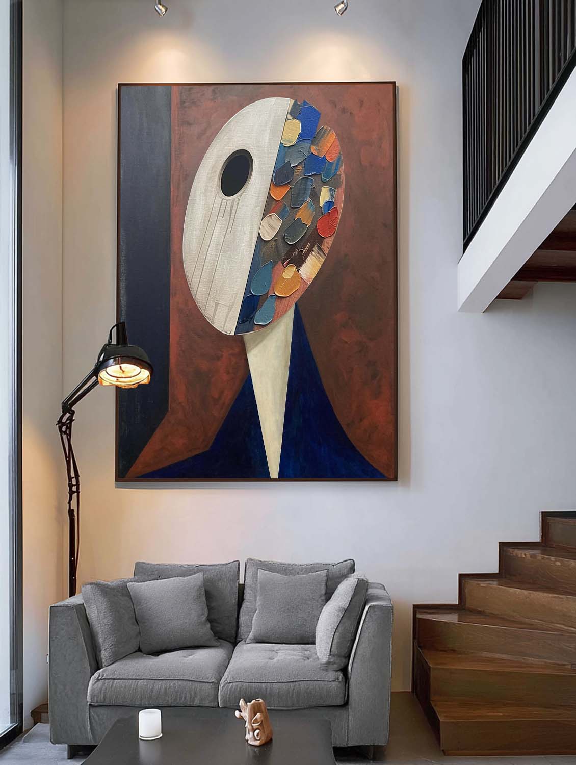 Colorful Face Abstract Texture Painting Colorful Handmade Abstract Face Art Unique Colorful Facial Texture Wall Art