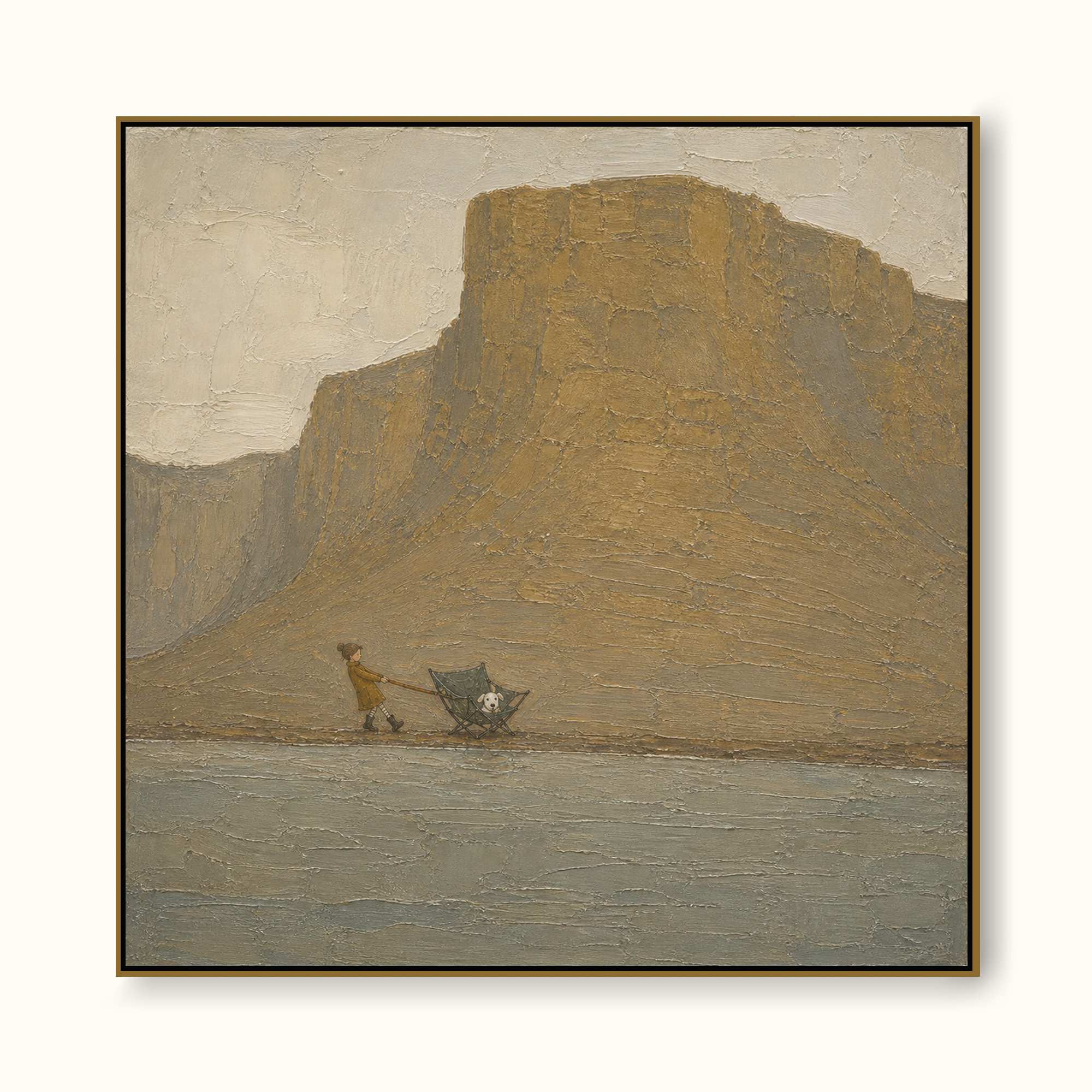 Vintage Abstract Mountain Wall Art Hand Painted Large Pet Travel Canvas Art