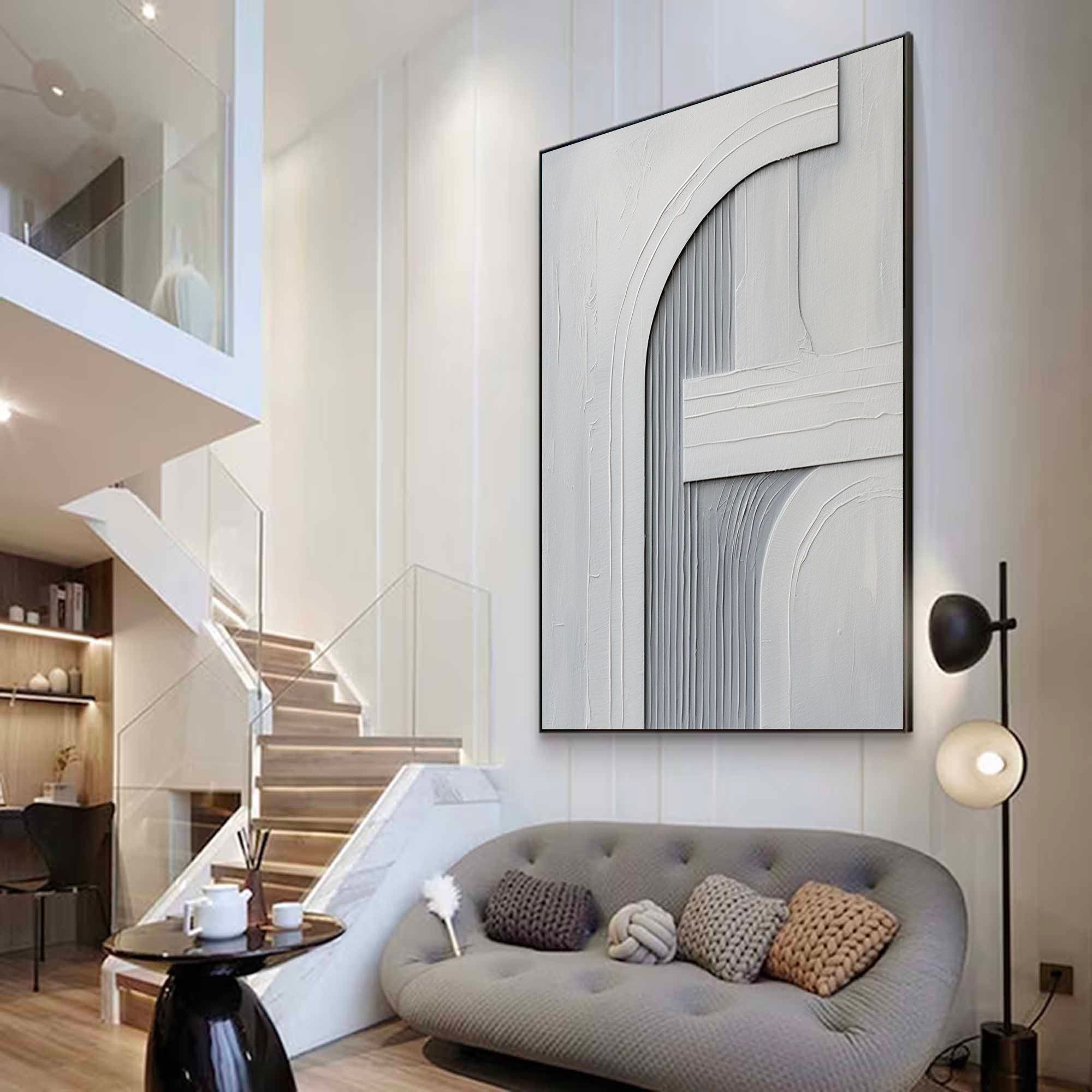 Minimalist White Texture Painting Large White Abstract Painting Large White Minimalist Wall Art