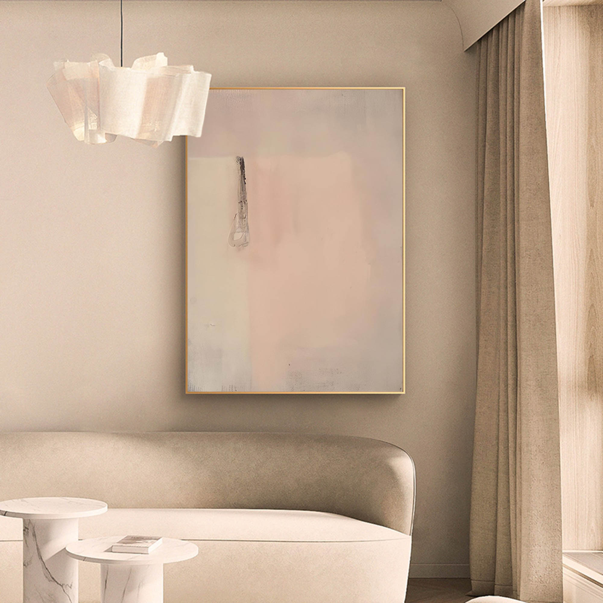 Large Beige And Pink 3d Abstract Painting Minimalist Beige Painting Beige Abstract Wall Art