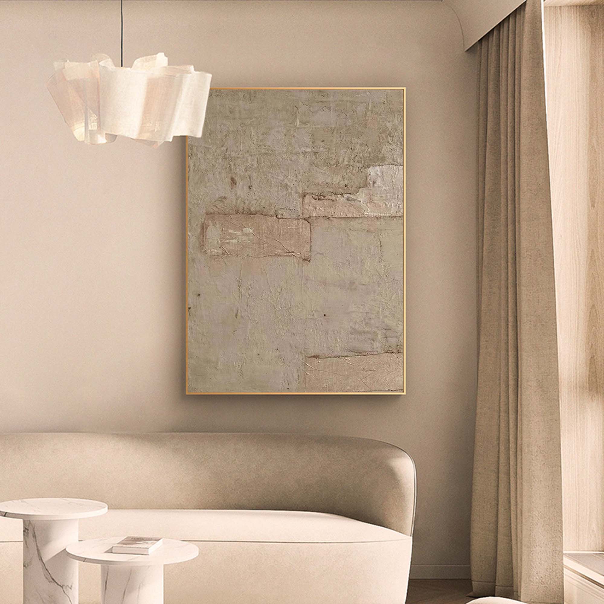 Light Brown Beige Abstract Art Light Brown Minimalist Painting Large Textured Wall Art