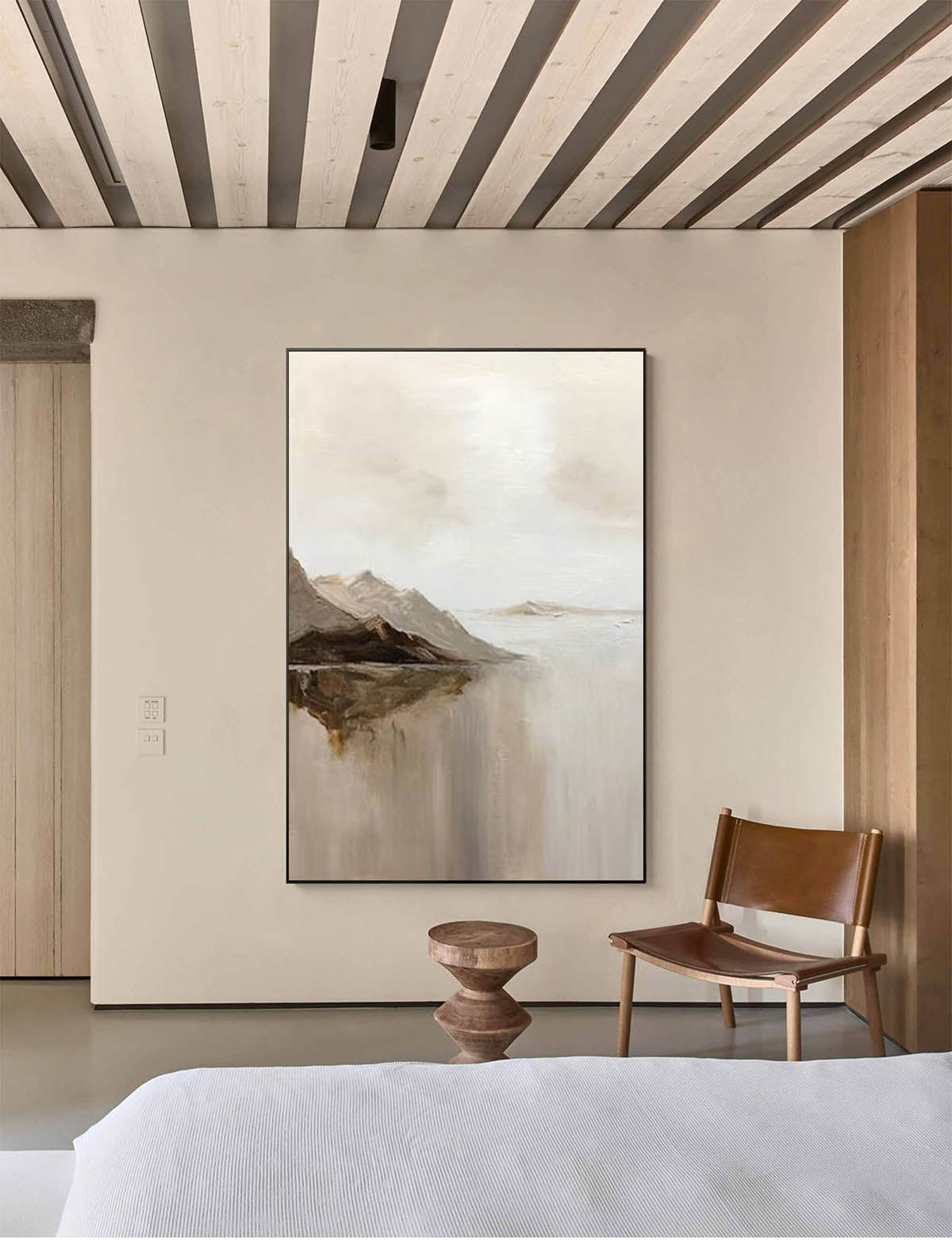 Large Beige Mountain Abstract Painting Earth Tone Minimalist Painting On Canvas Minimalist Beige Wall Art