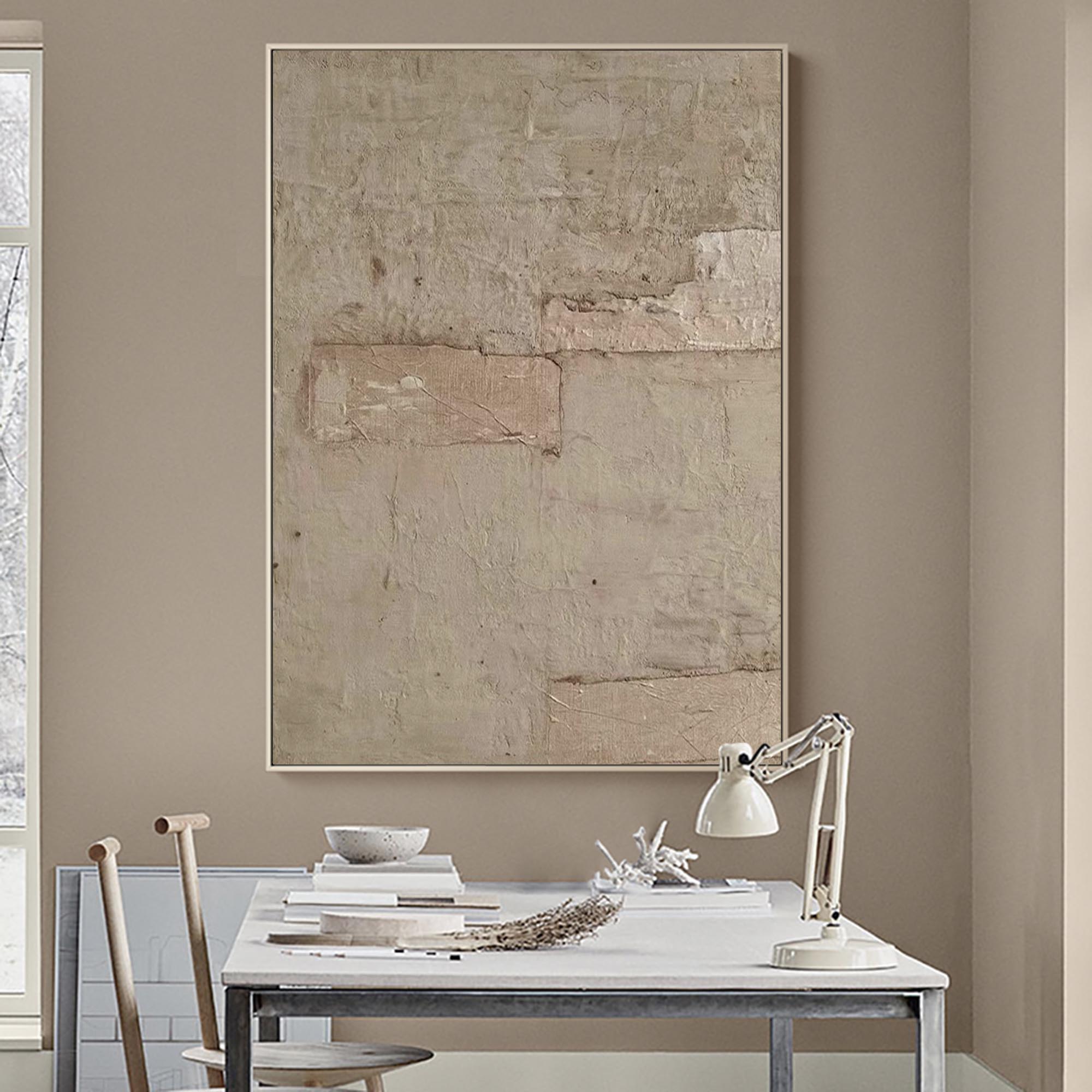 Light Brown Beige Abstract Art Light Brown Minimalist Painting Large Textured Wall Art