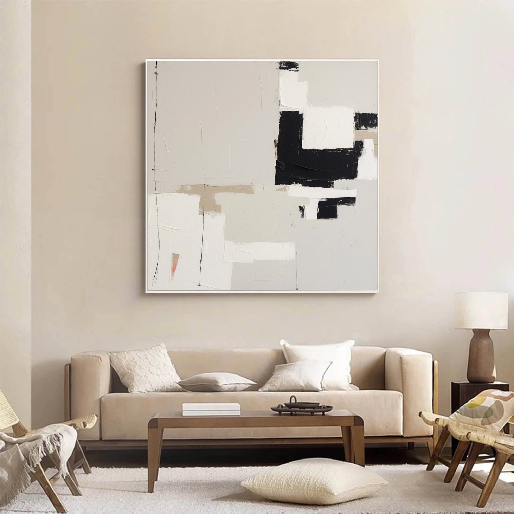 Beige Minimalist Canvas Painting Beige Abstract Wall Art Original Minimalist Wall Art
