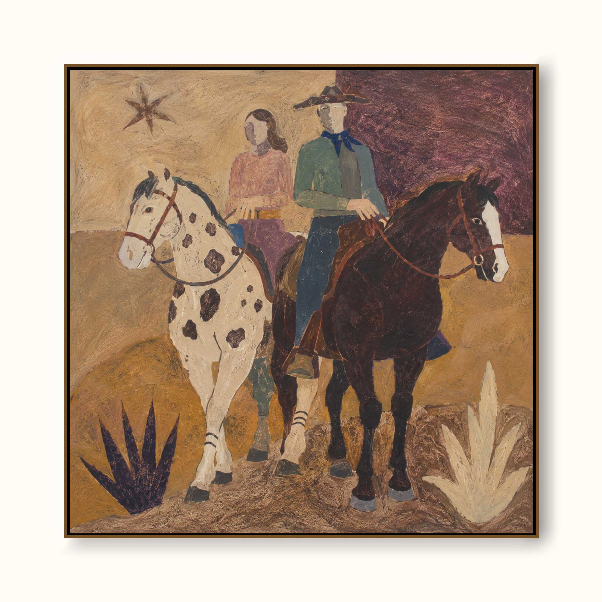 Rustic Horse Couple Painting Original Oil Art For Living Room Decor